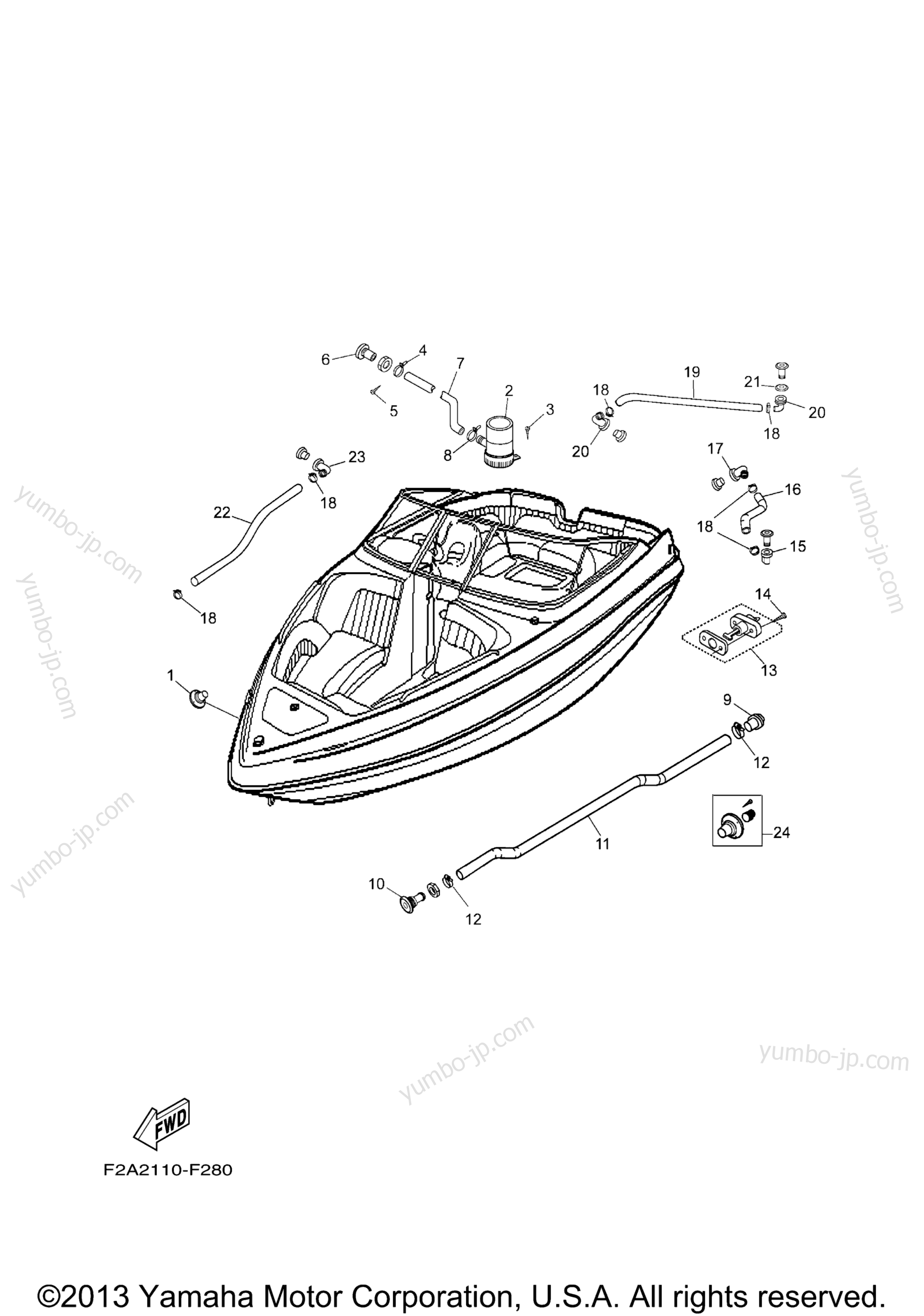Deck Drain Fittings for boats YAMAHA AR230 HIGH OUTPUT (SXT1100ALH) CA 2009 year