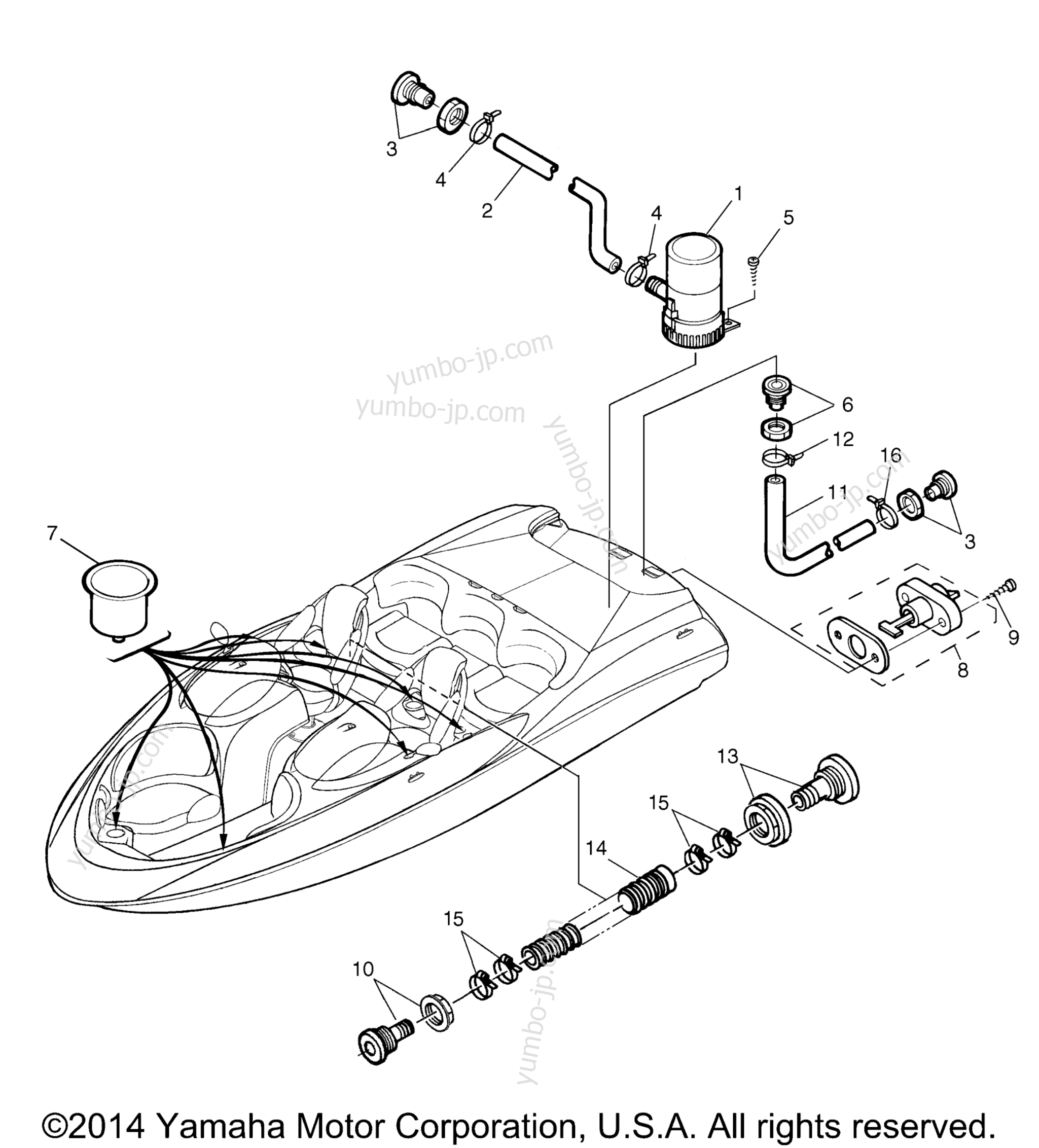 Deck Drain Fittings for boats YAMAHA AR210 (LST1200DD) 2005 year