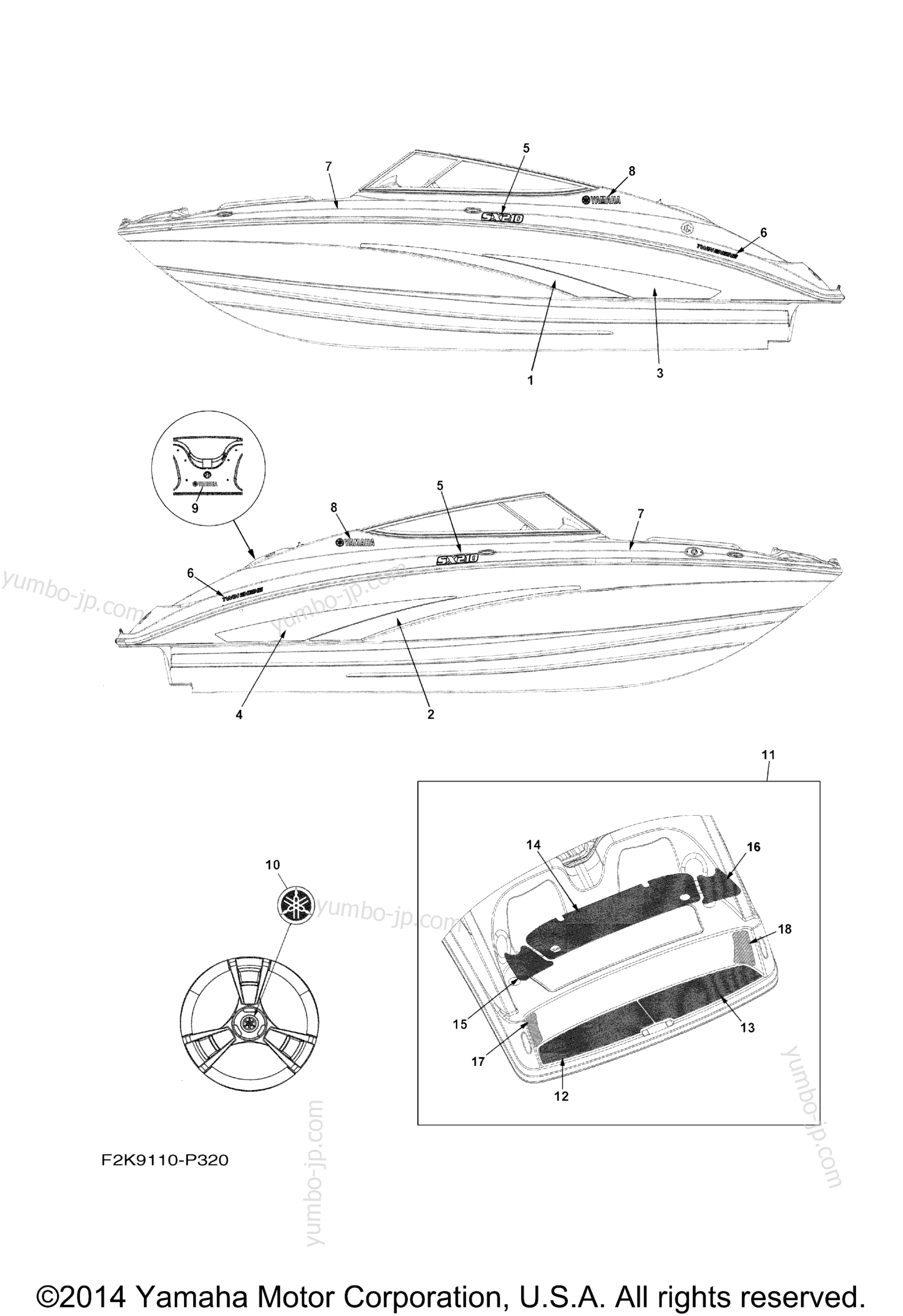 Graphics for boats YAMAHA SX210 (LAT1100DP) 2015 year