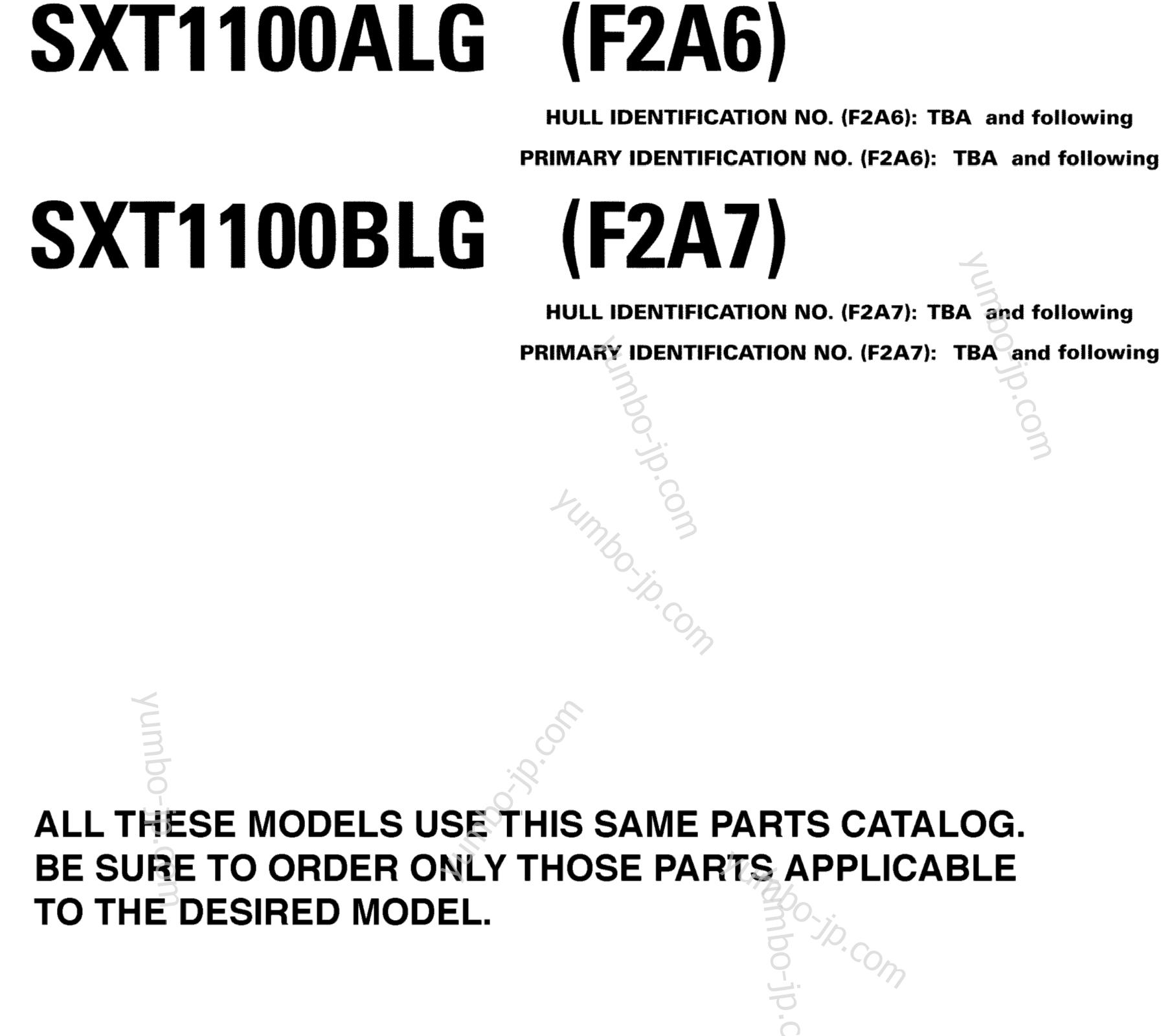 Models In This Catalog for boats YAMAHA AR230 HO CA & NY (SXT1100ALG) CA 2008 year