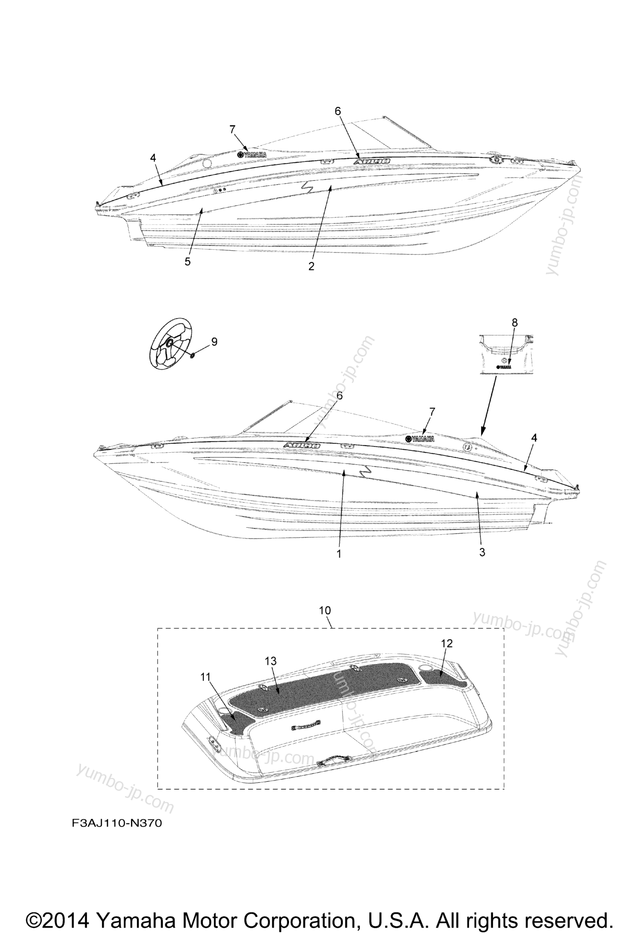 Graphics & Mats for boats YAMAHA AR190 (RX1800BN) 2014 year