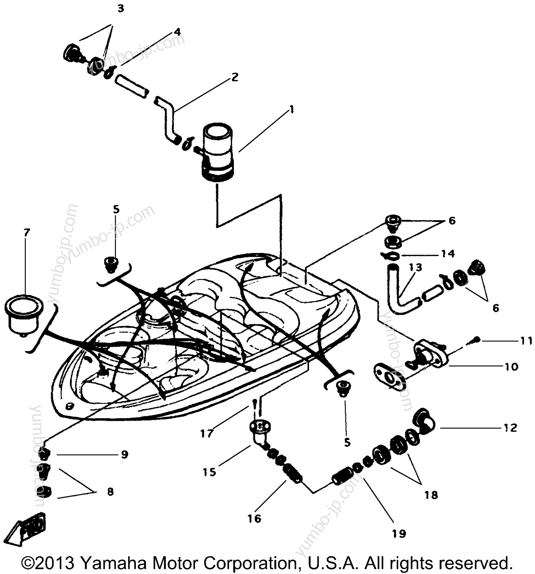 Deck - Drain Fittings для катеров YAMAHA EXCITER SINGLE (EXS1200W) 1998 г.
