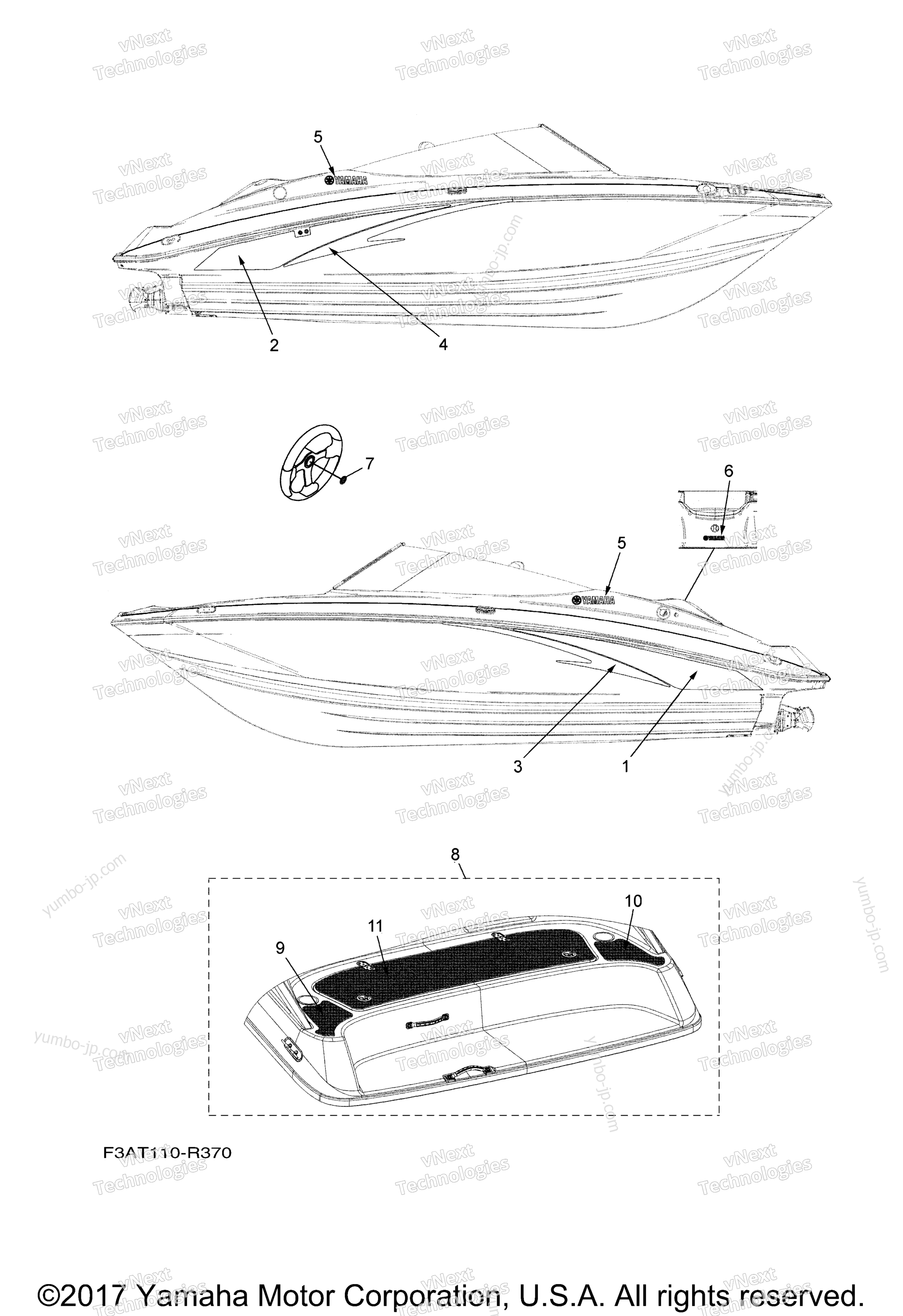 Graphics & Mats for boats YAMAHA AR190 CALIFORNIA (RX1800ALR) CA 2016 year