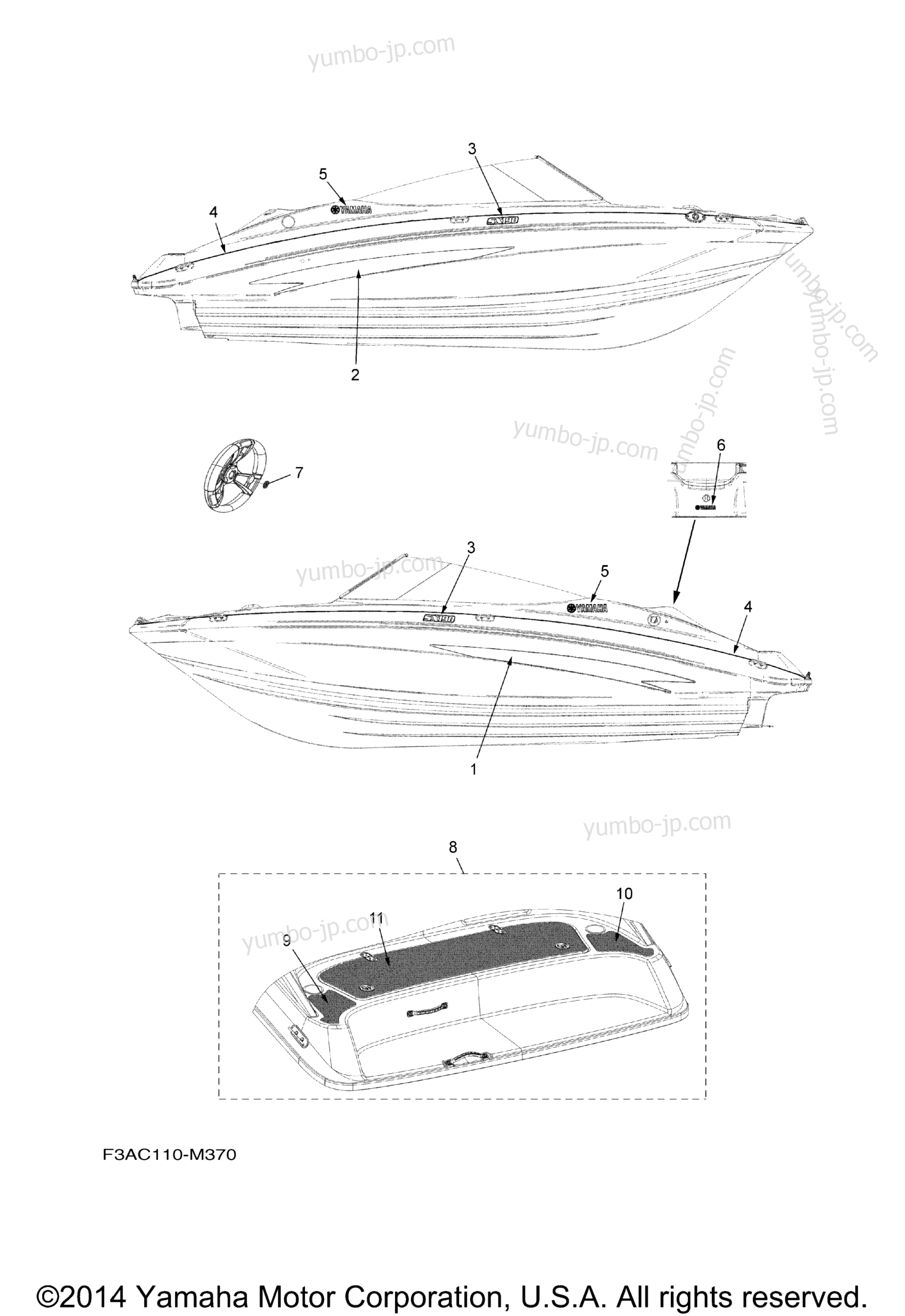 Graphics & Mats for boats YAMAHA SX190 (RX1800DM) 2013 year