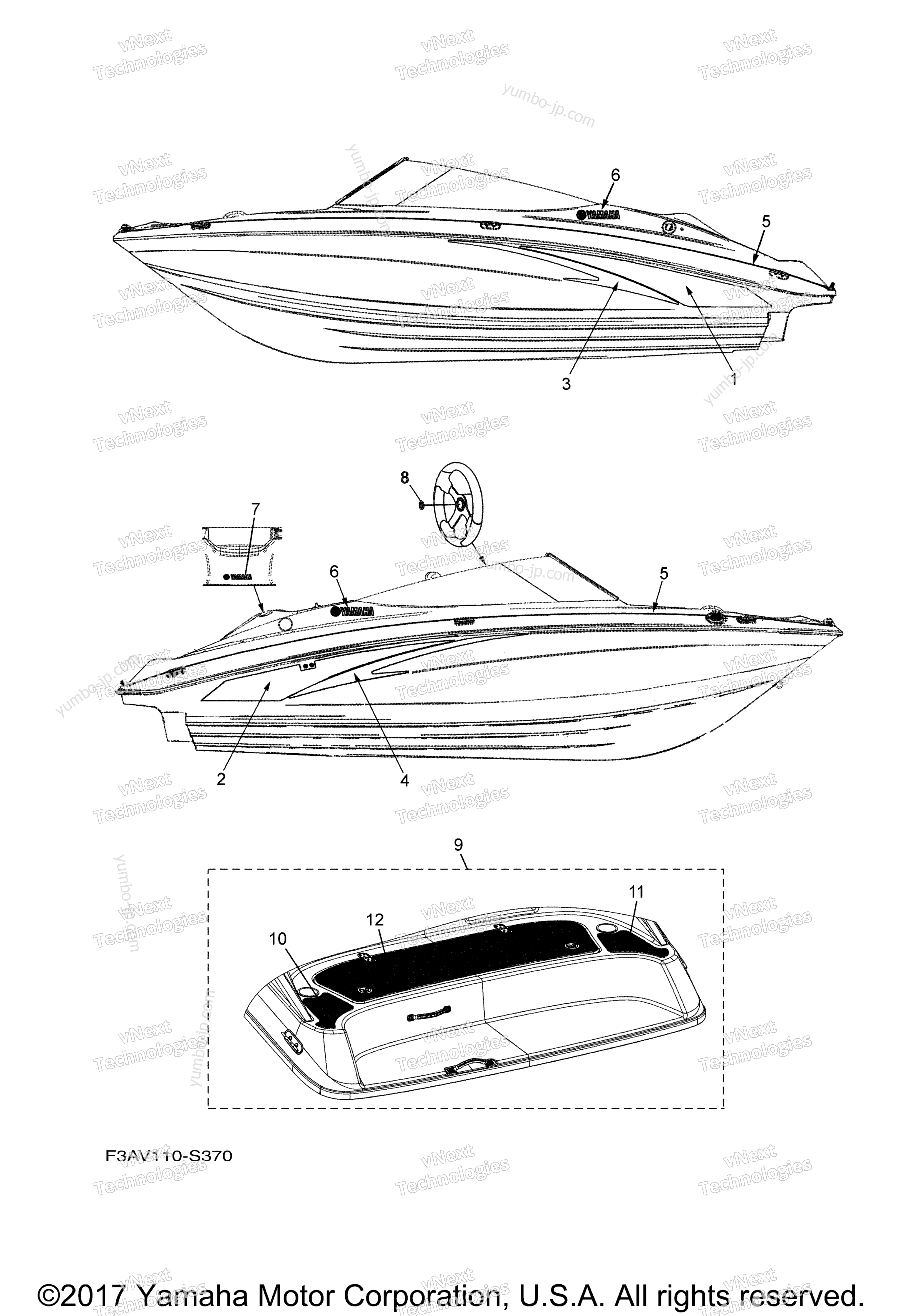 Graphics & Mats for boats YAMAHA AR190 CALIFORNIA (RX1800ALS) CA 2017 year