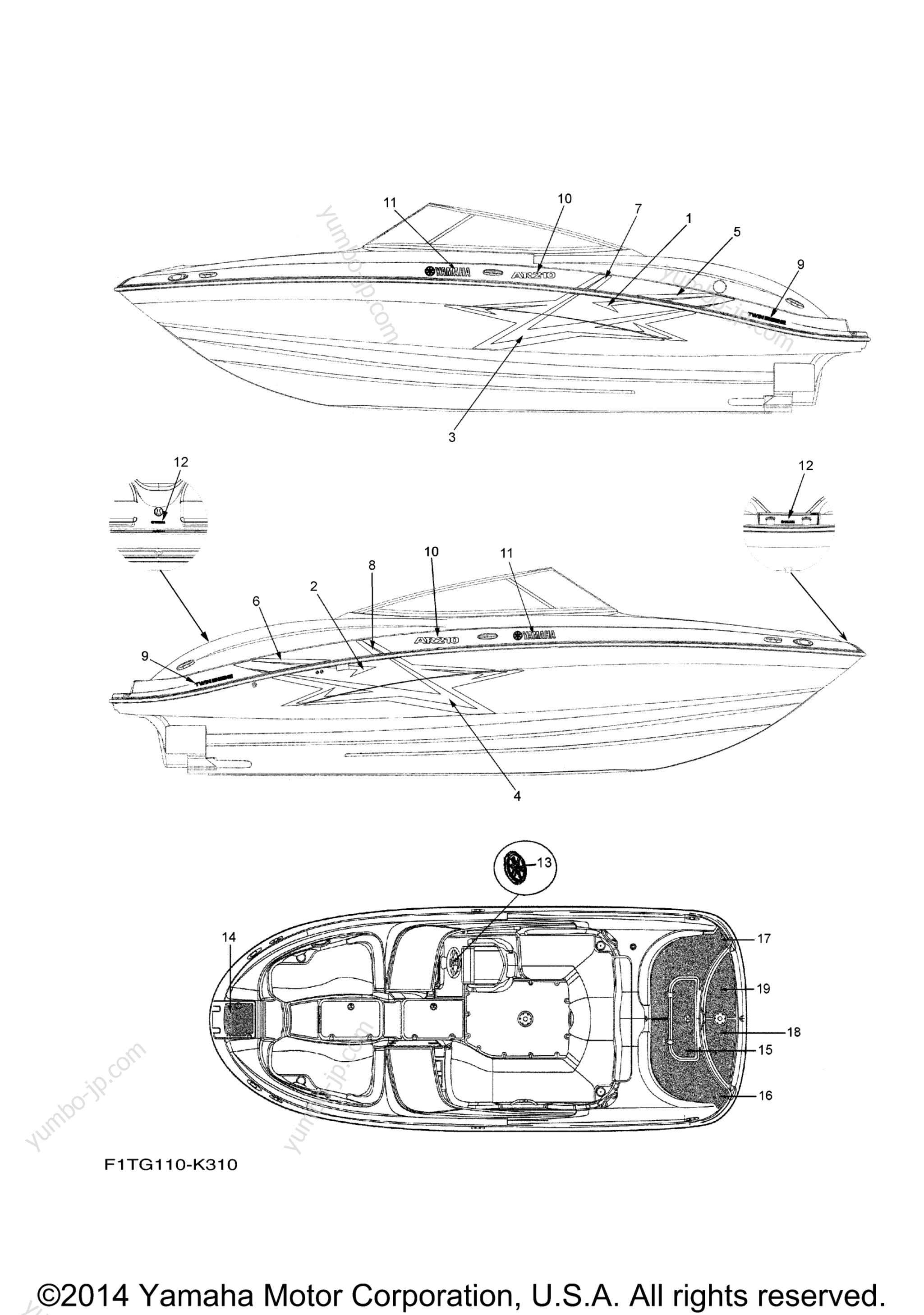 Graphics для катеров YAMAHA AR210 (FRT1100ALK) CA 2011 г.