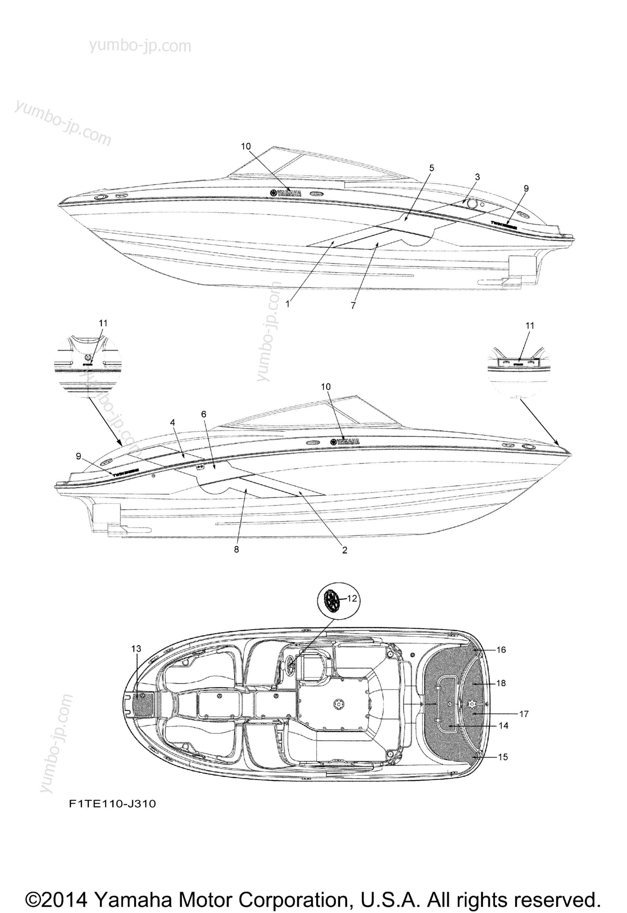 Graphics для катеров YAMAHA AR210 (FRT1100AJ) 2010 г.