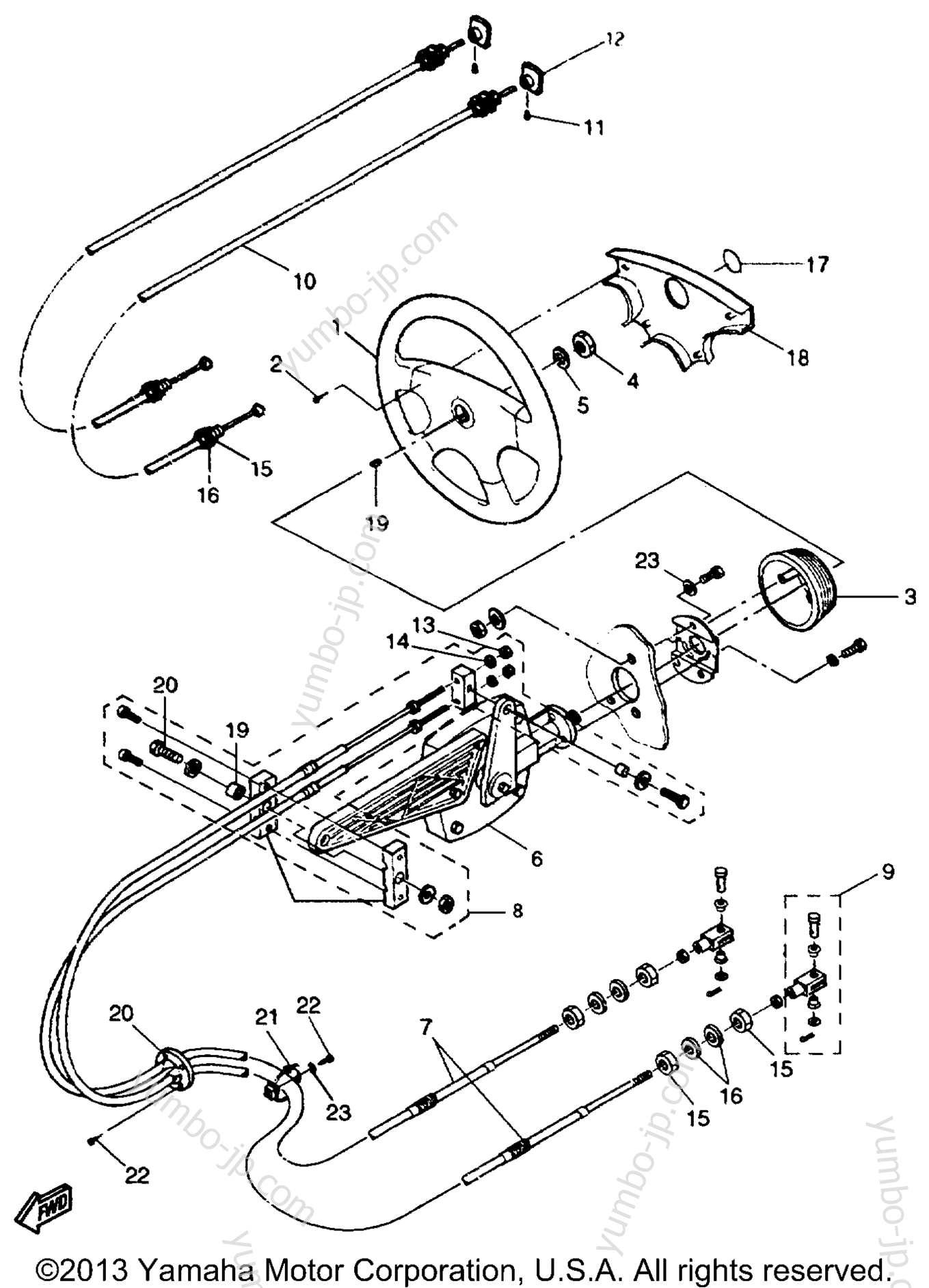 Steering Cables для катеров YAMAHA EXCITER (EXT1100U) CA 1996 г.