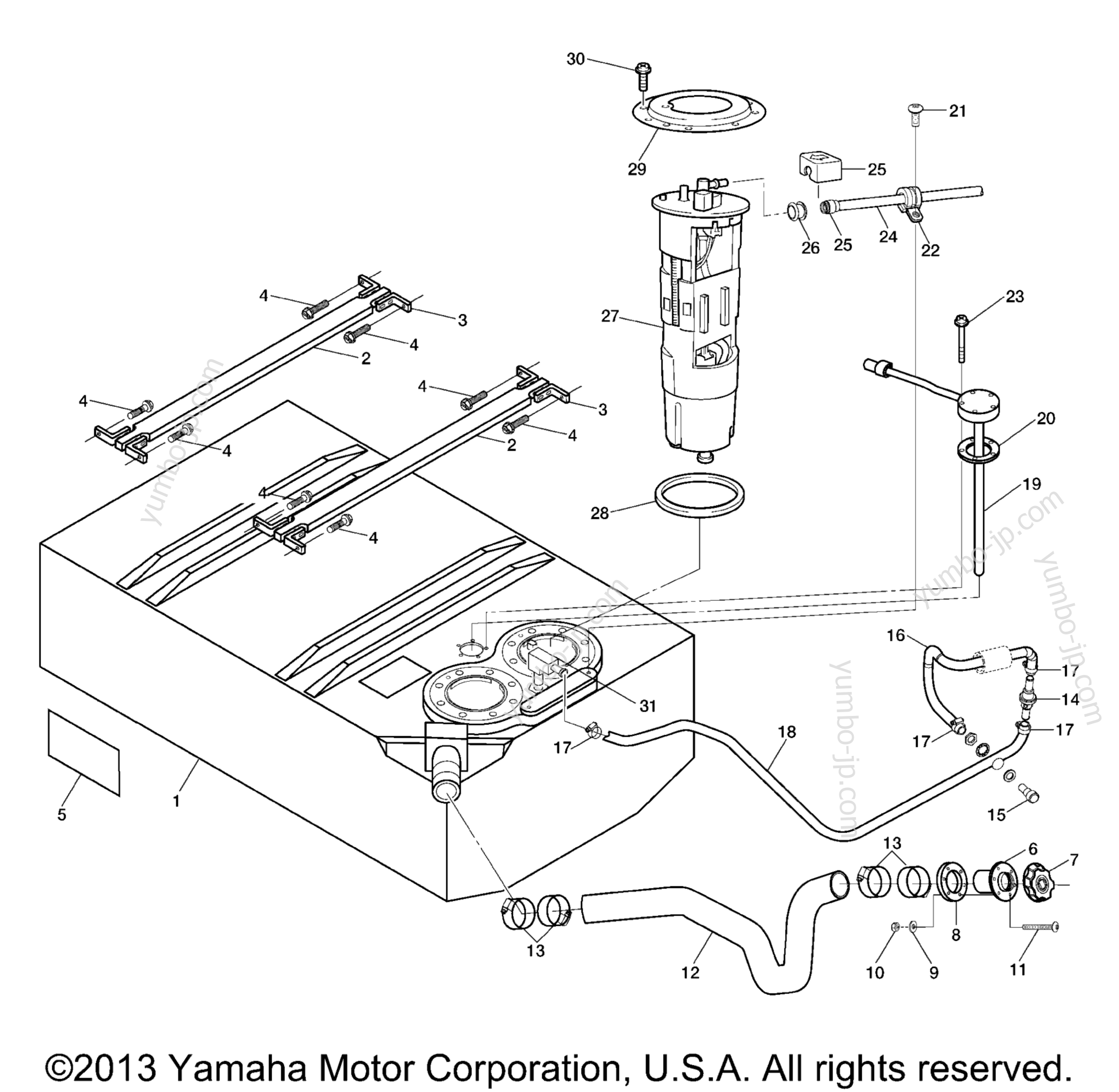Топливный бак для катеров YAMAHA AR230 (CALIF.) (SRT1000BCC) CA 2004 г.