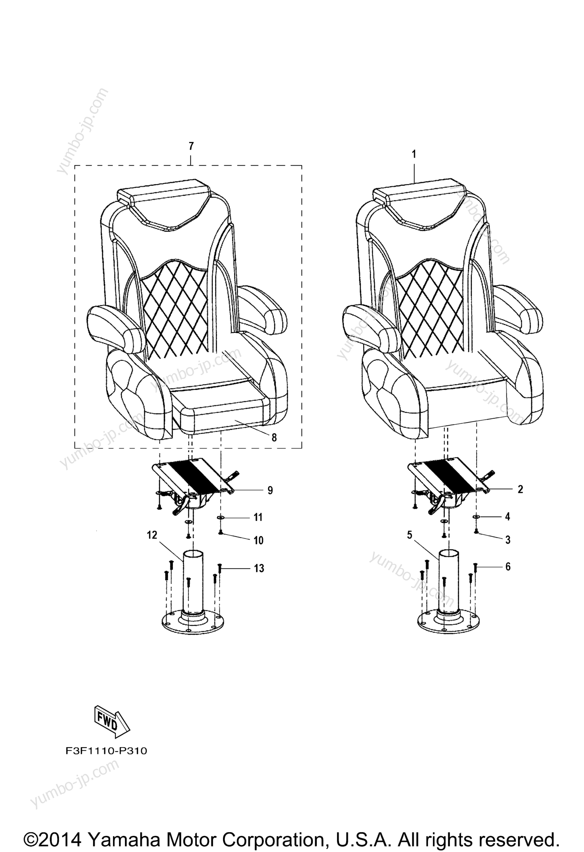 Swivel Seat для катеров YAMAHA AR240 HIGH OUTPUT (SAT1800BP) 2015 г.