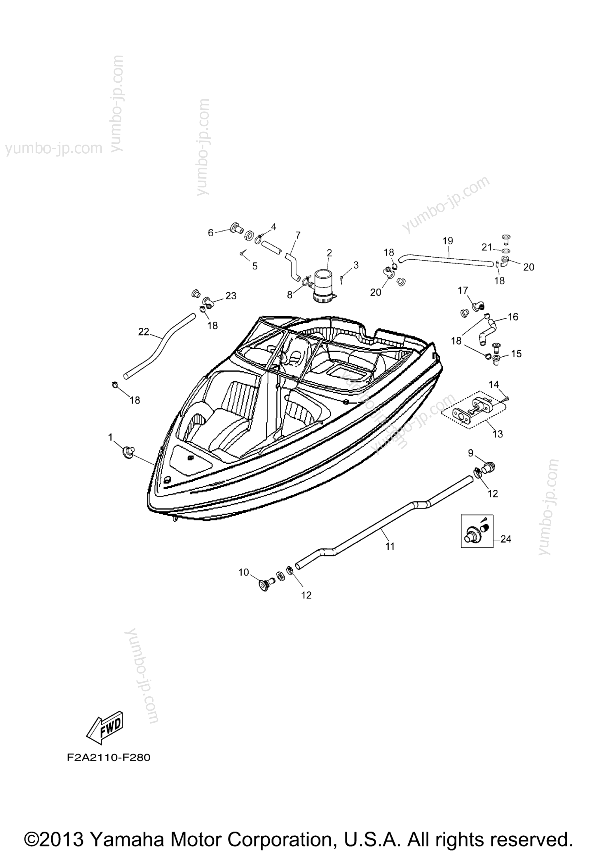 Deck Drain Fittings for boats YAMAHA SX230 HO (TAN) (SXT1100BF) 2007 year