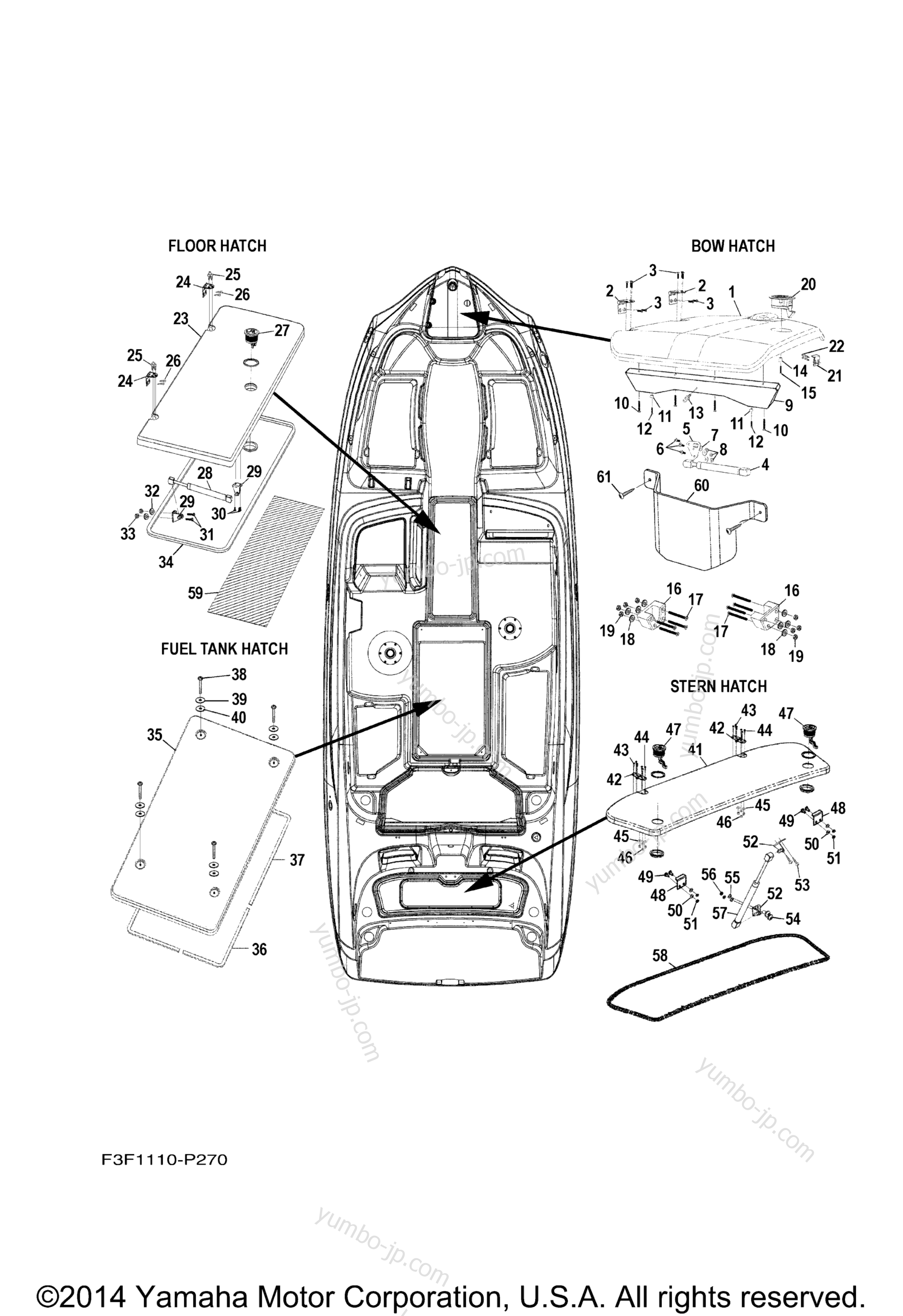 Deck Hatch 1 для катеров YAMAHA 242 LIMITED S (SAT1800GP) 2015 г.