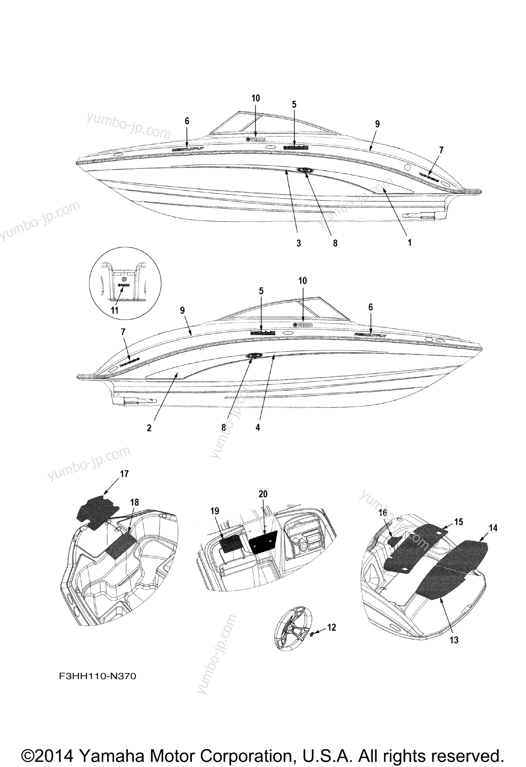Graphics & Mats for boats YAMAHA 242 LIMITED S CALIFORNIA (SXT1800HLN) CA 2014 year