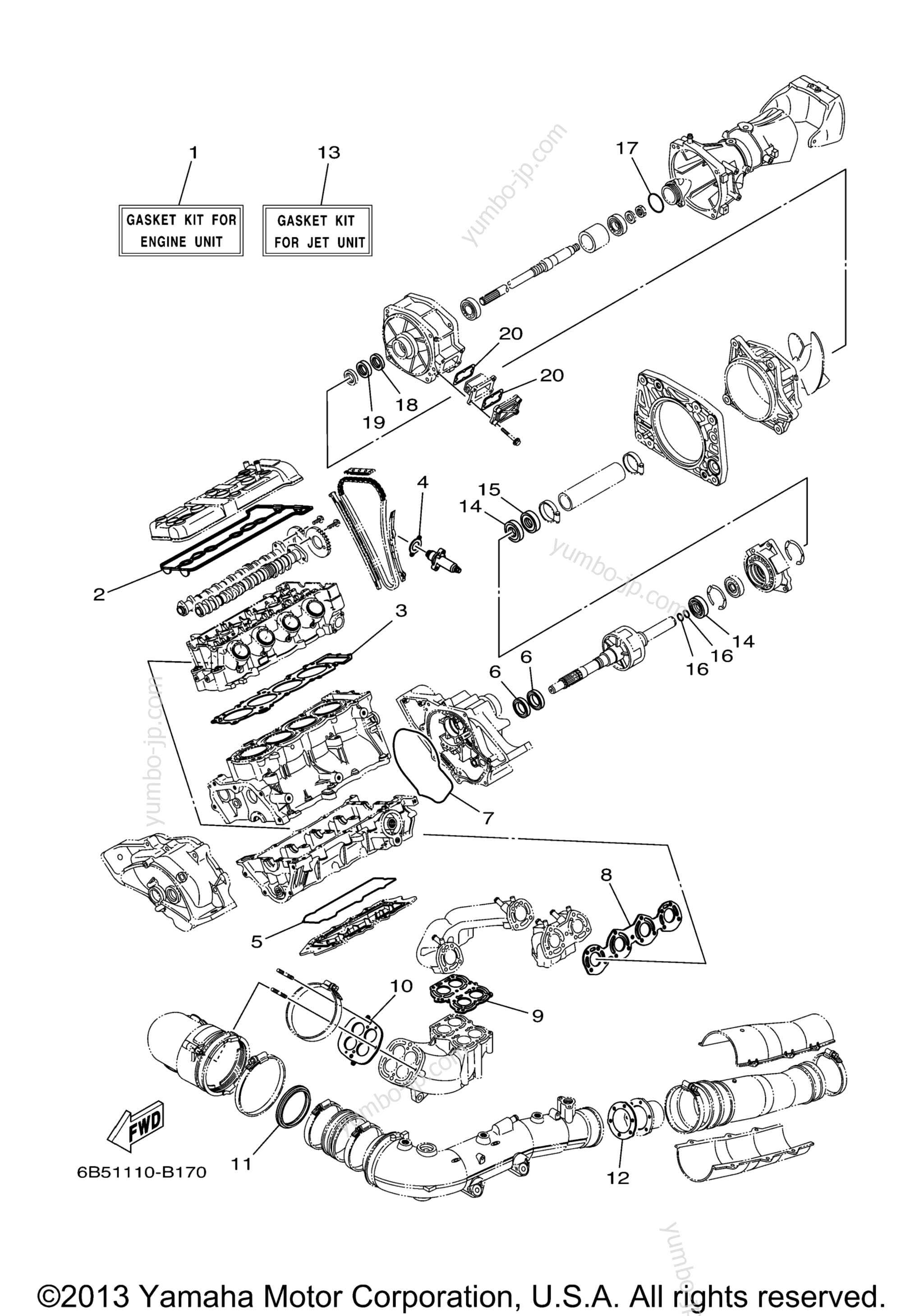 Repair Kit 1 для катеров YAMAHA AR230 (CALIF.) (SRT1000BCC) CA 2004 г.