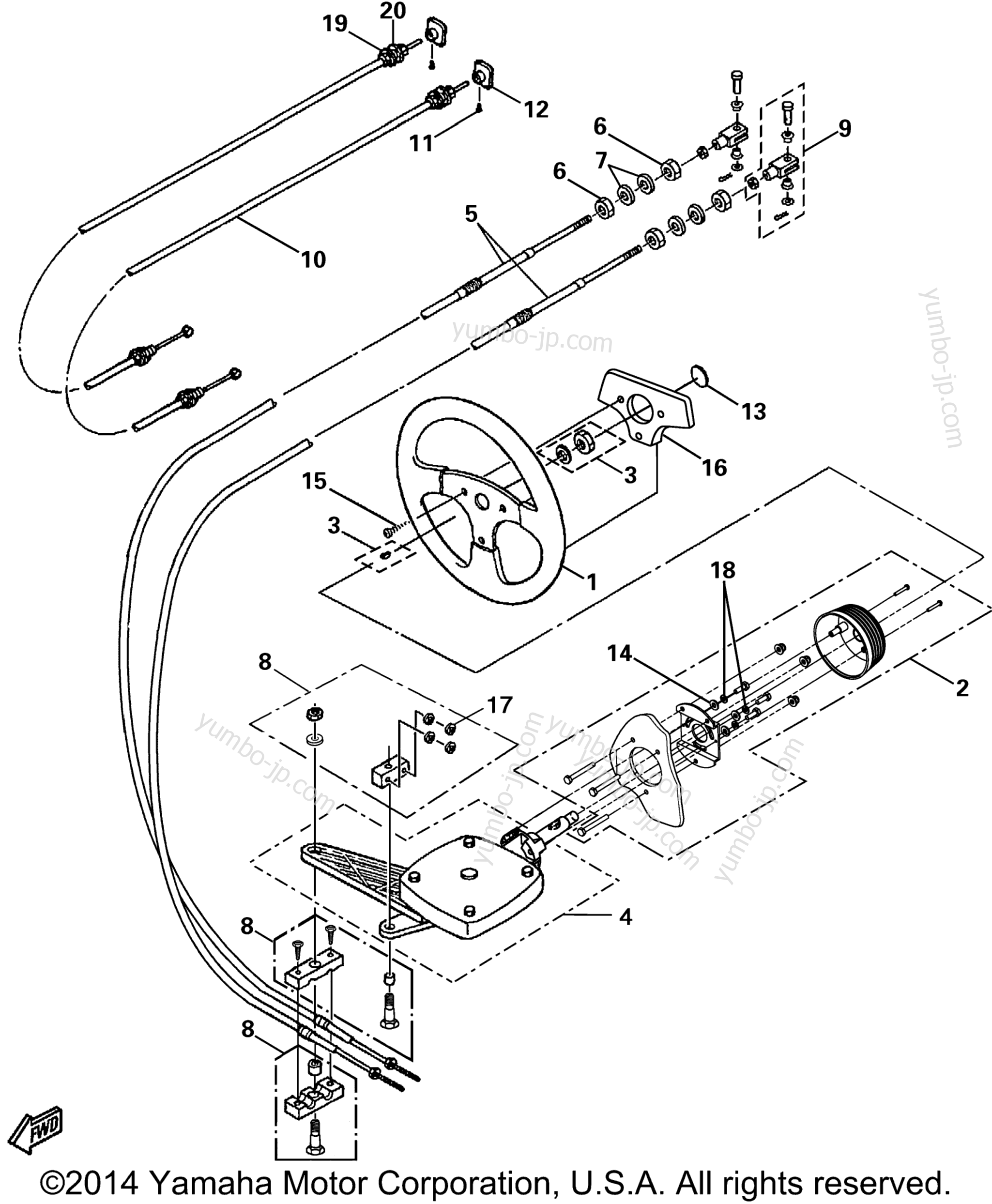 Steering Cables для катеров YAMAHA AR210 (LST1200DD) 2005 г.