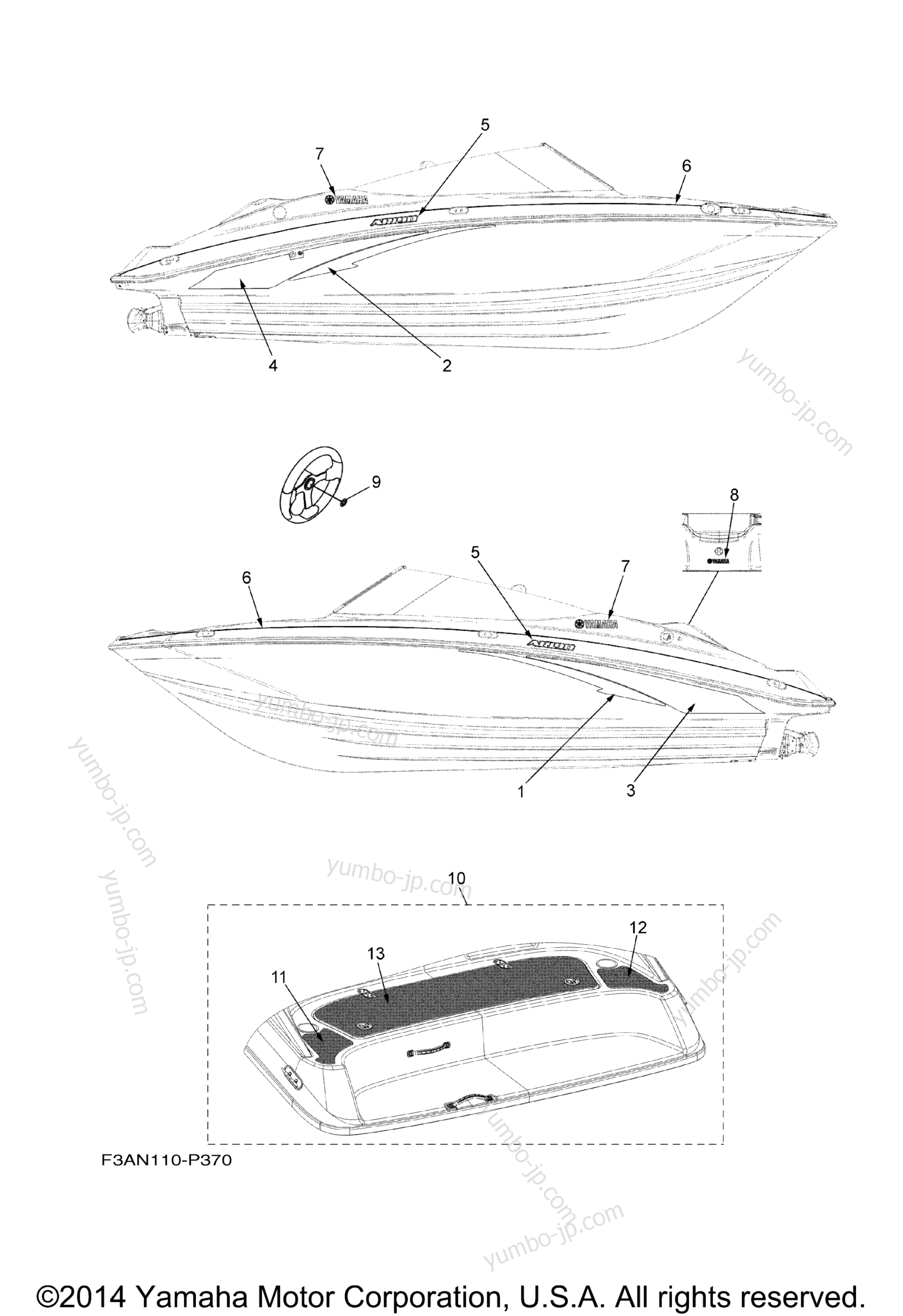 Graphics & Mats for boats YAMAHA AR210 CALIFORNIA (RX1800BLP) CA 2015 year