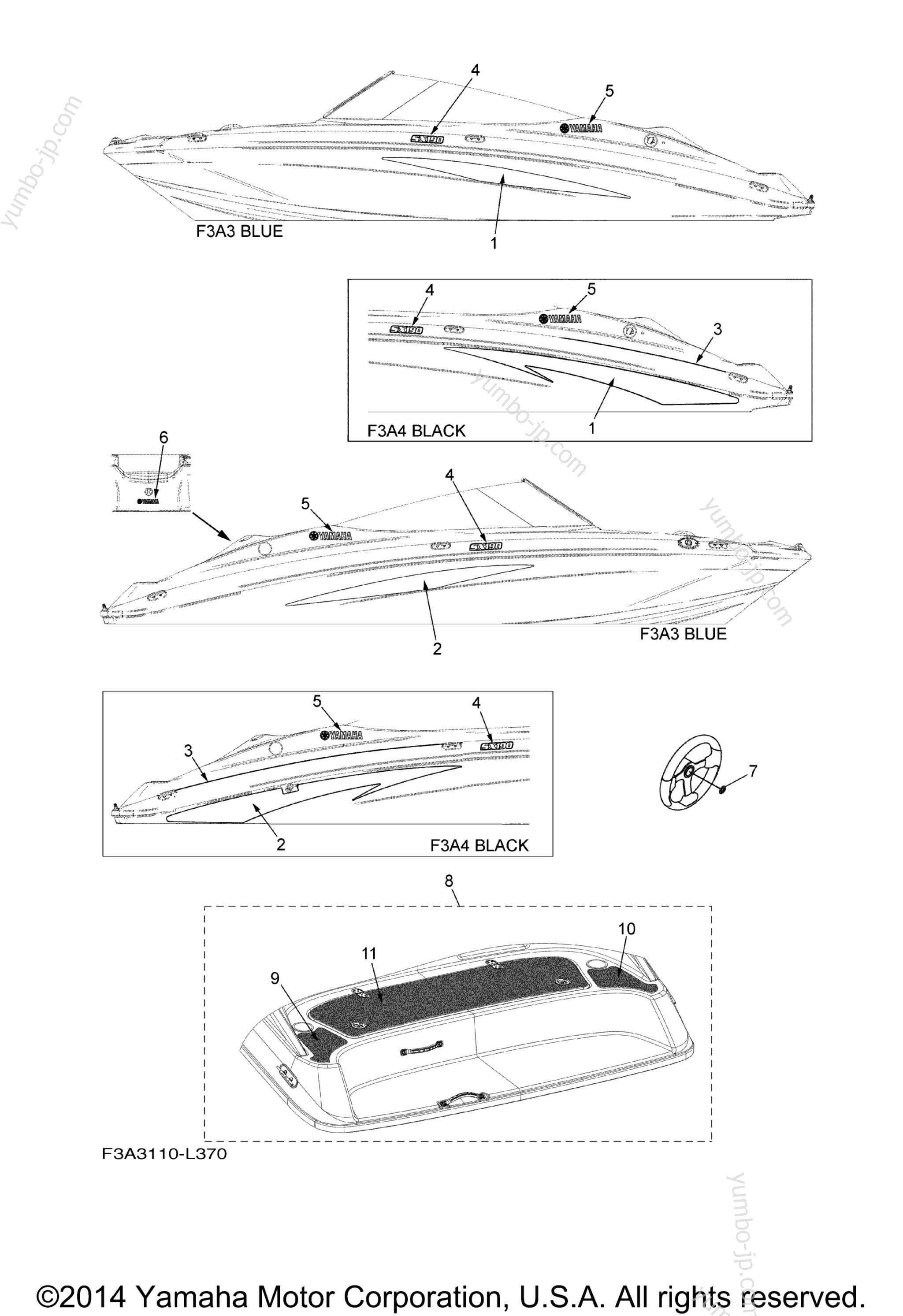 Graphics & Mats для катеров YAMAHA SX190 (RX1800CL) 2012 г.