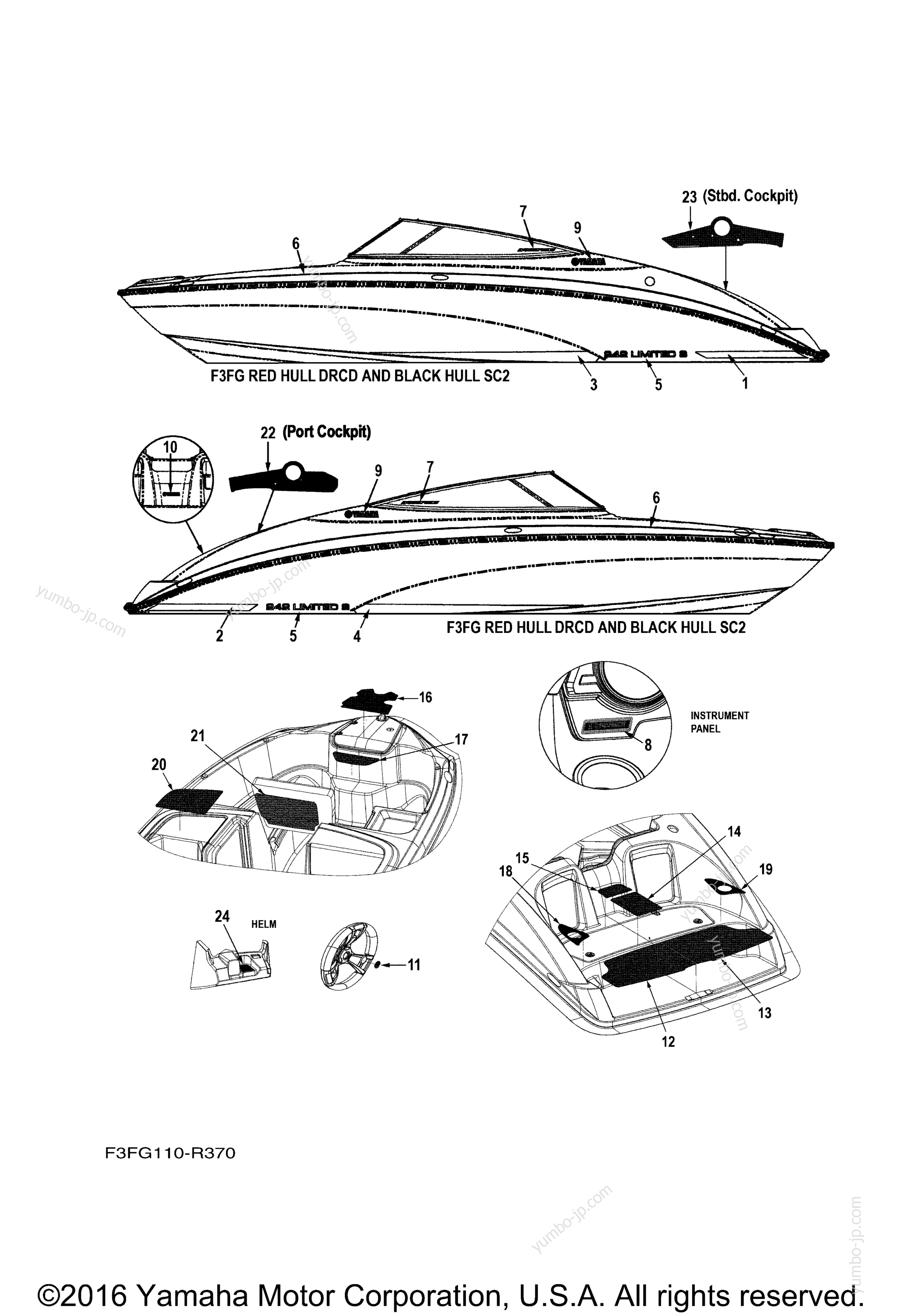 Graphics & Mats for boats YAMAHA 242 LIMITED S E SERIES CALIFORNIA (SAT1800FRB) CA 2016 year
