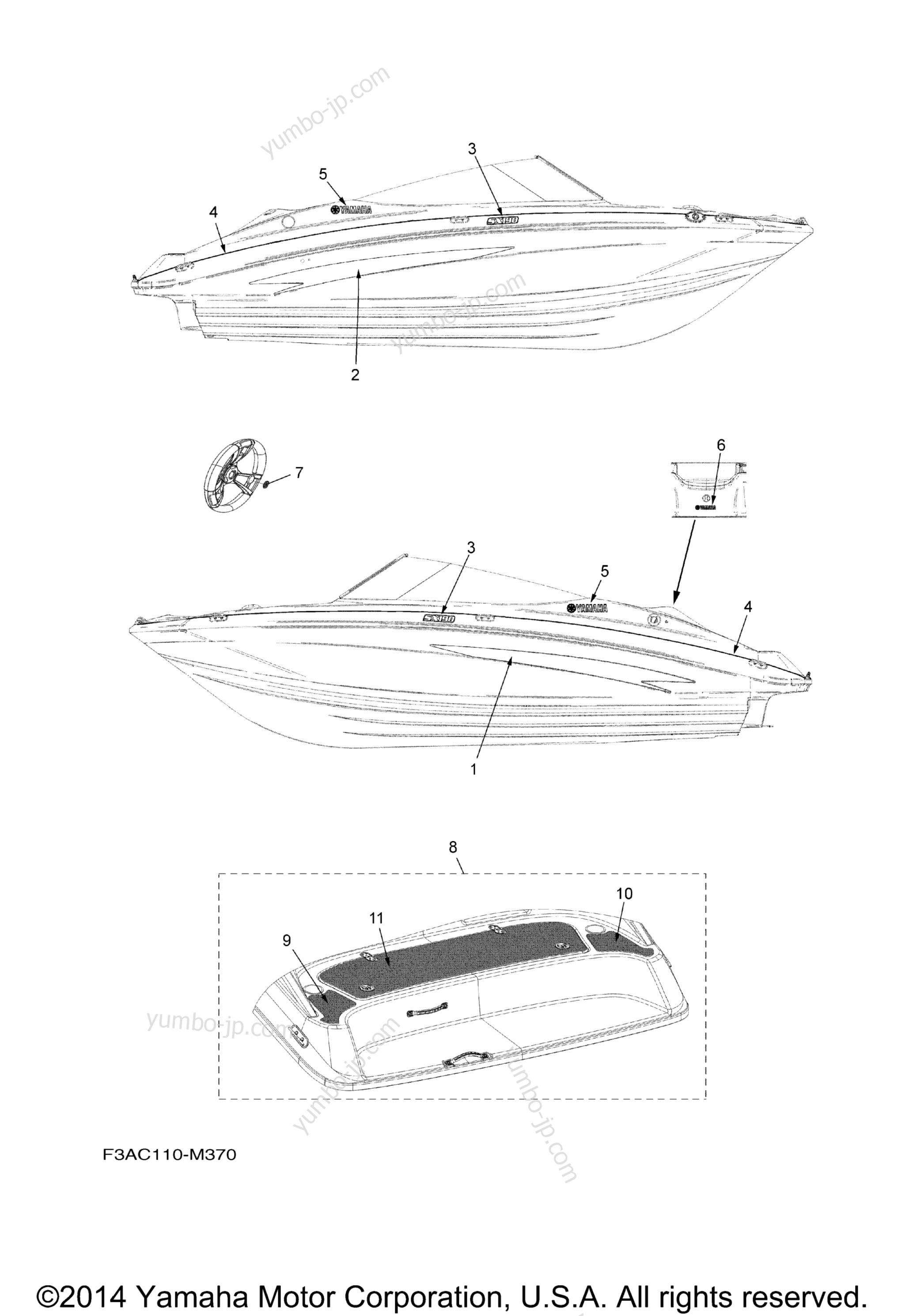 Graphics & Mats for boats YAMAHA SX190 (RX1800DMC) 2013 year