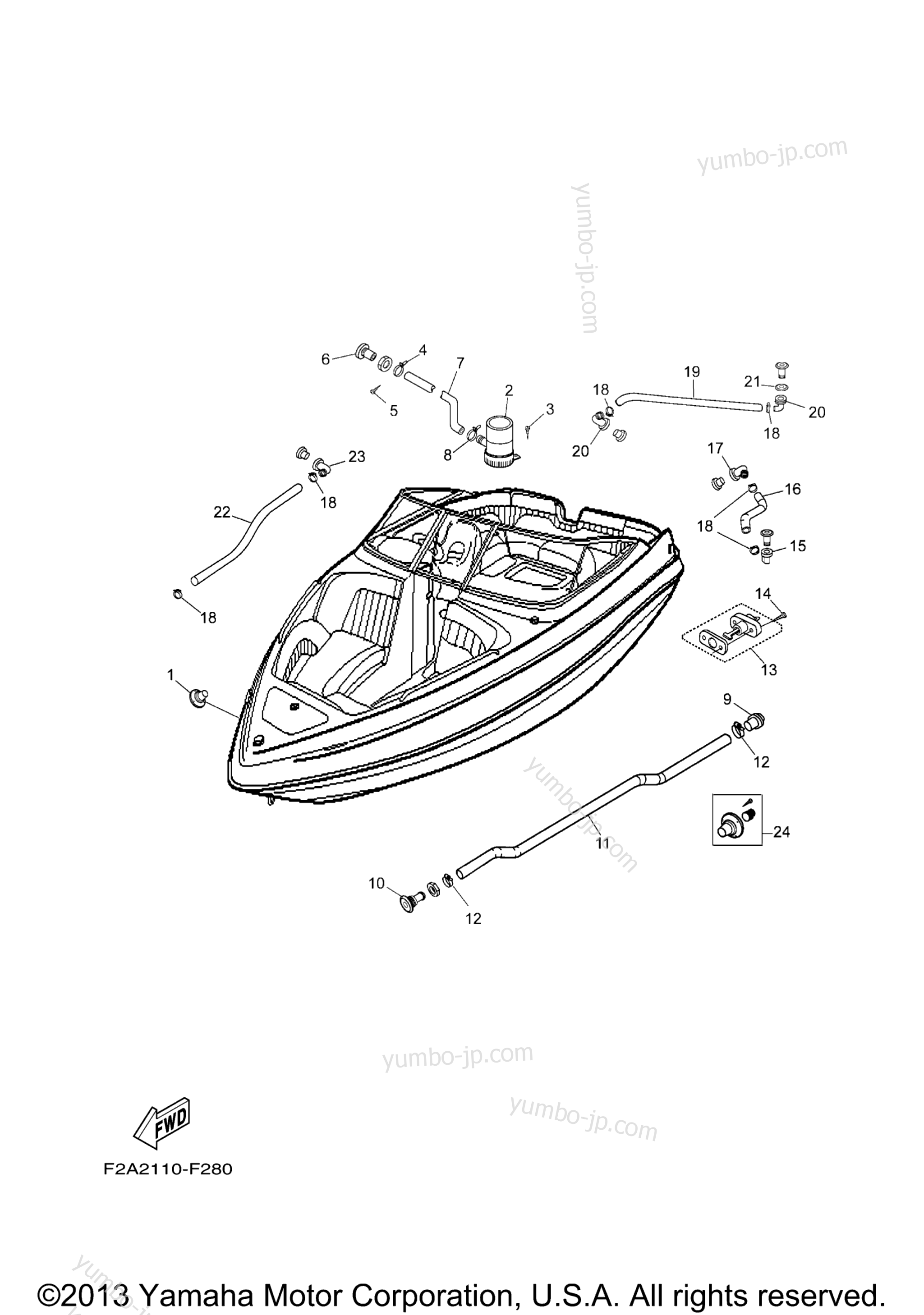 Deck Drain Fittings for boats YAMAHA SX230 HIGH OUTPUT (SXT1100DG) 2008 year