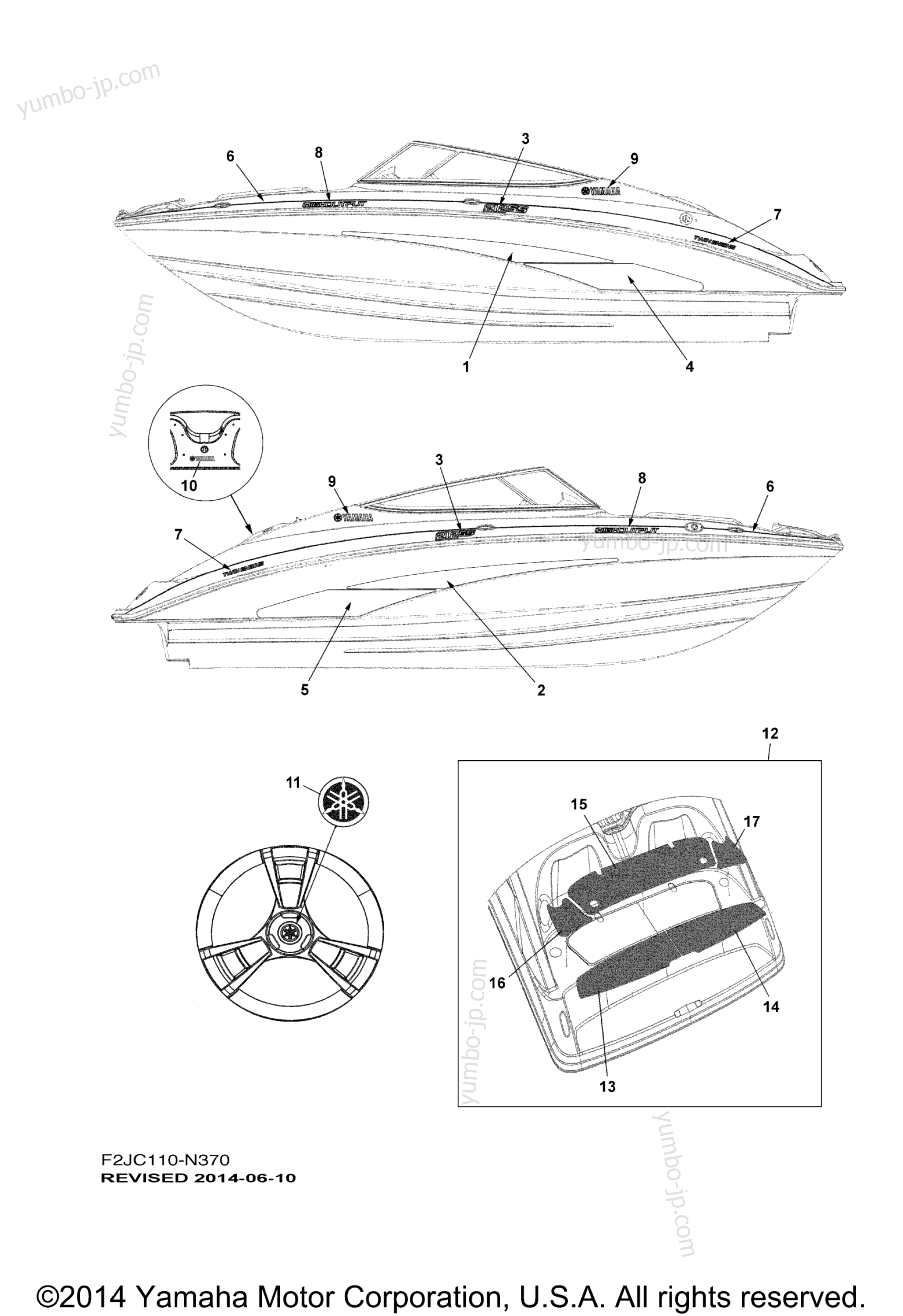 Graphics & Mats for boats YAMAHA 212SS (XAT1800CN) 2014 year