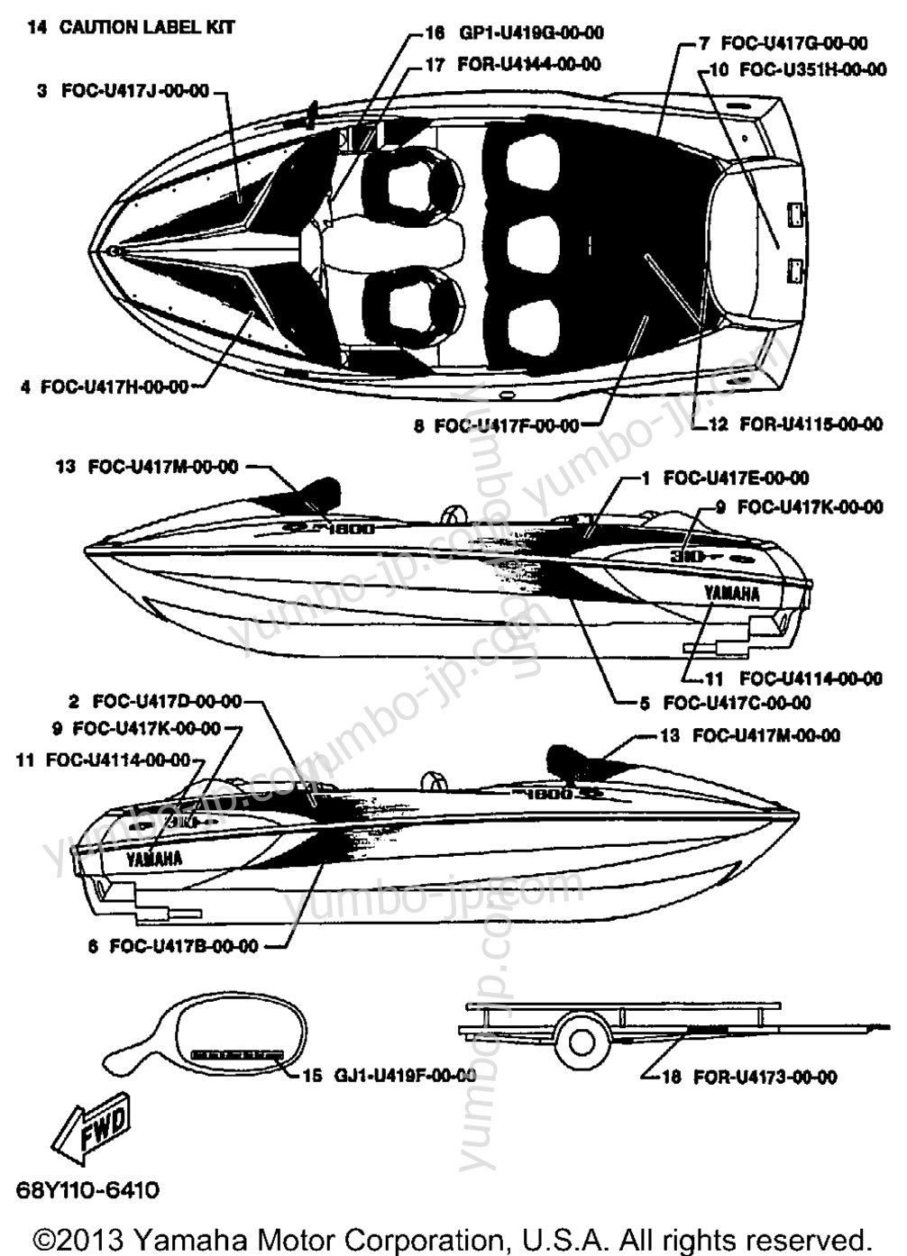 Graphics for boats YAMAHA XR1800 (XRT1200Y) 2000 year