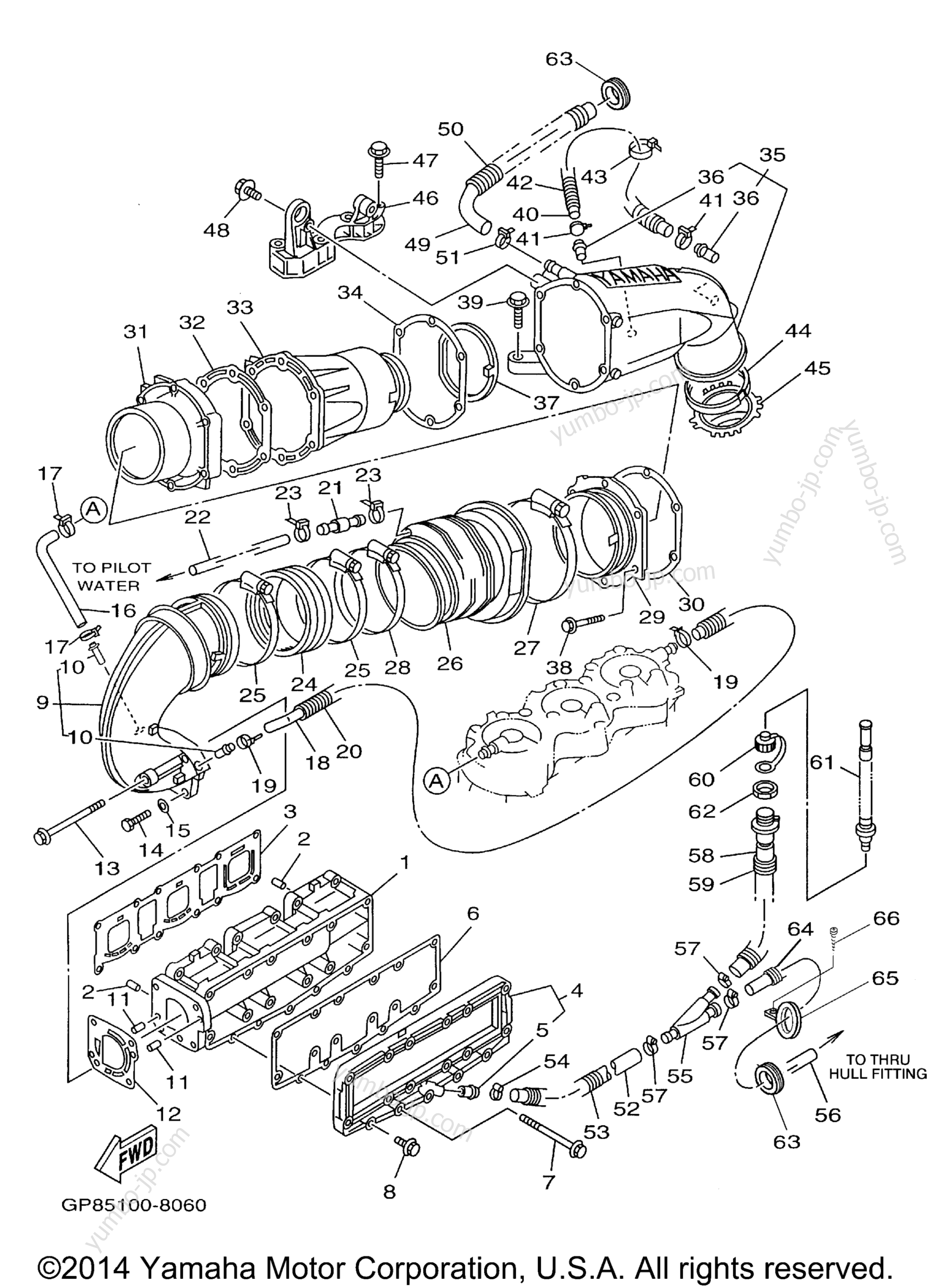 Exhaust 1 для катеров YAMAHA AR210 (LST1200DD) 2005 г.