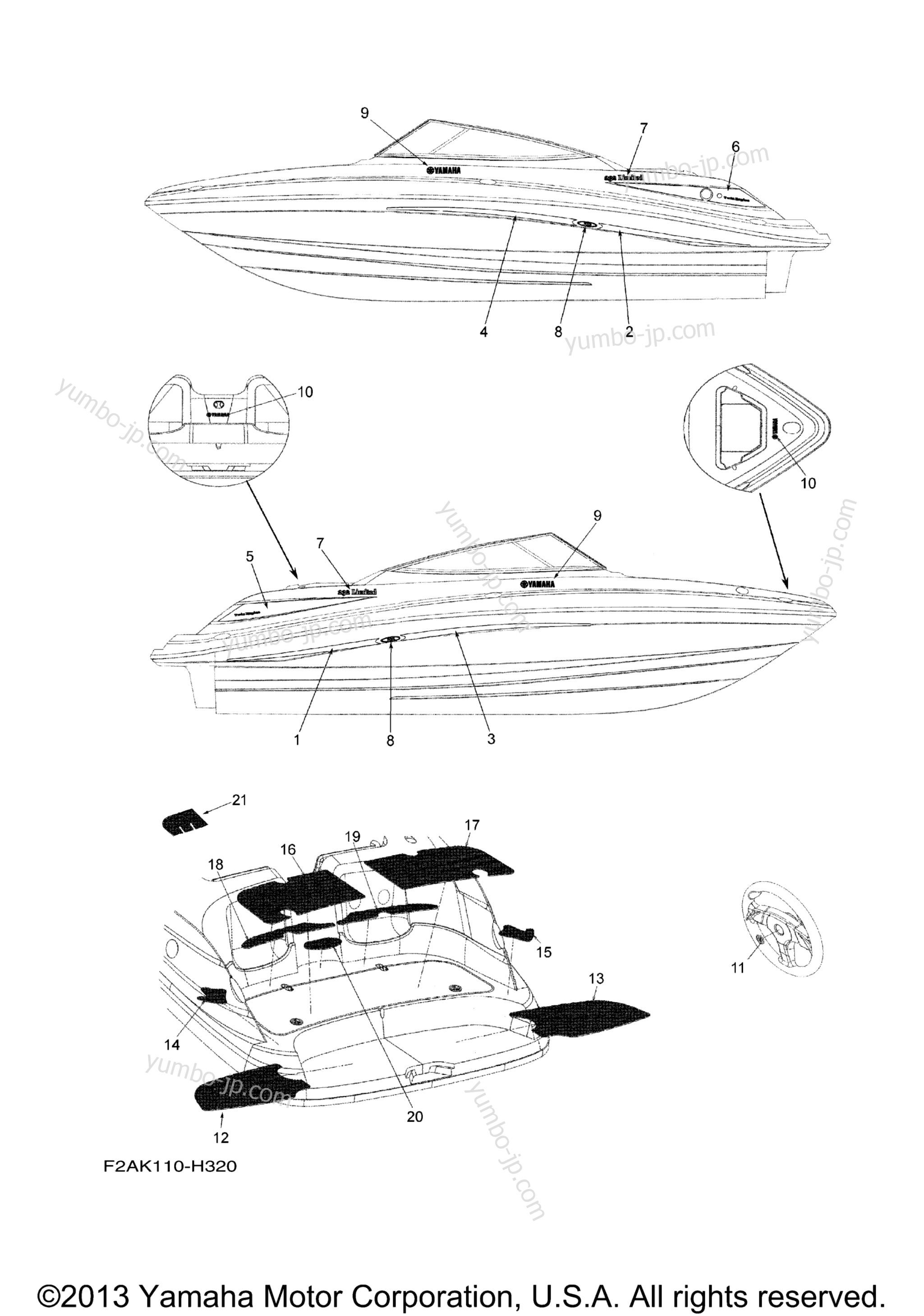 Graphics & Mats for boats YAMAHA 232 LIMITED (SXT1100HH) 2009 year