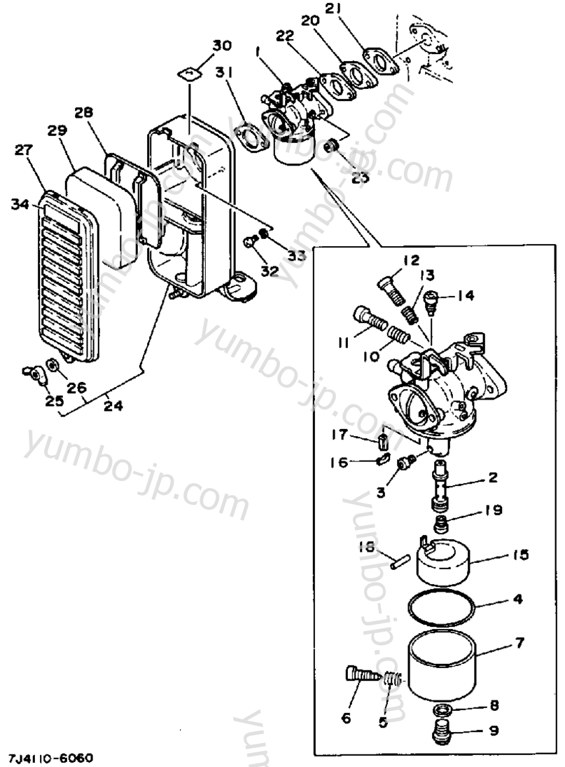 Carburetor - Air Cleaner (800101~) для генераторов YAMAHA EF2800 