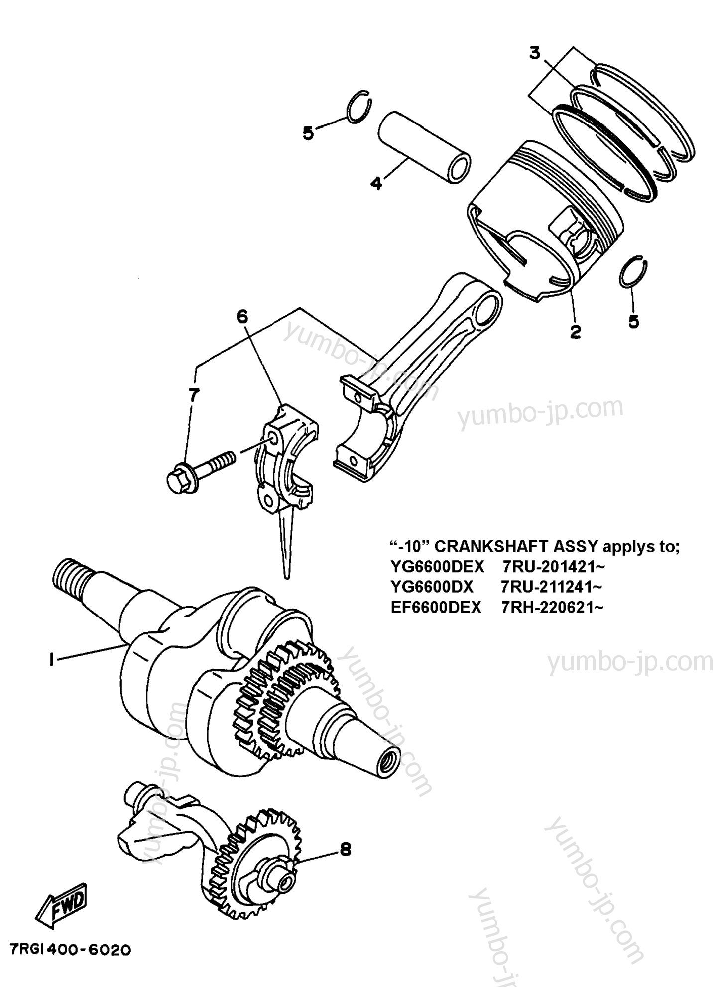 Crankshaft Piston All for Generators YAMAHA YG4600D 