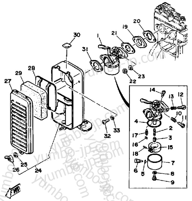 Carburetor - Air Cleaner (~800100) для генераторов YAMAHA EF2800 