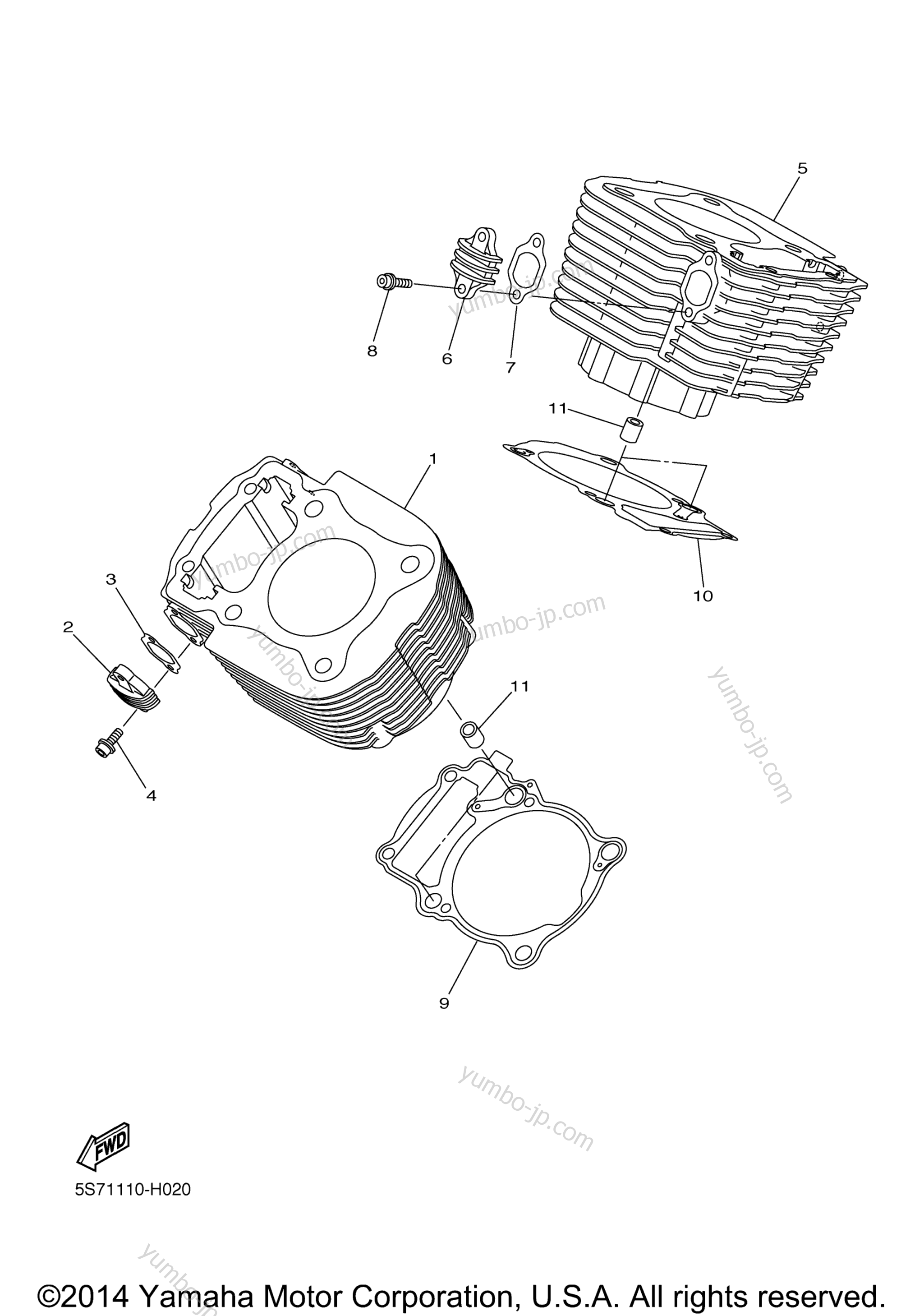 Блок цилиндров для мотоциклов YAMAHA BOLT R SPEC (XVS95CFB) 2015 г.