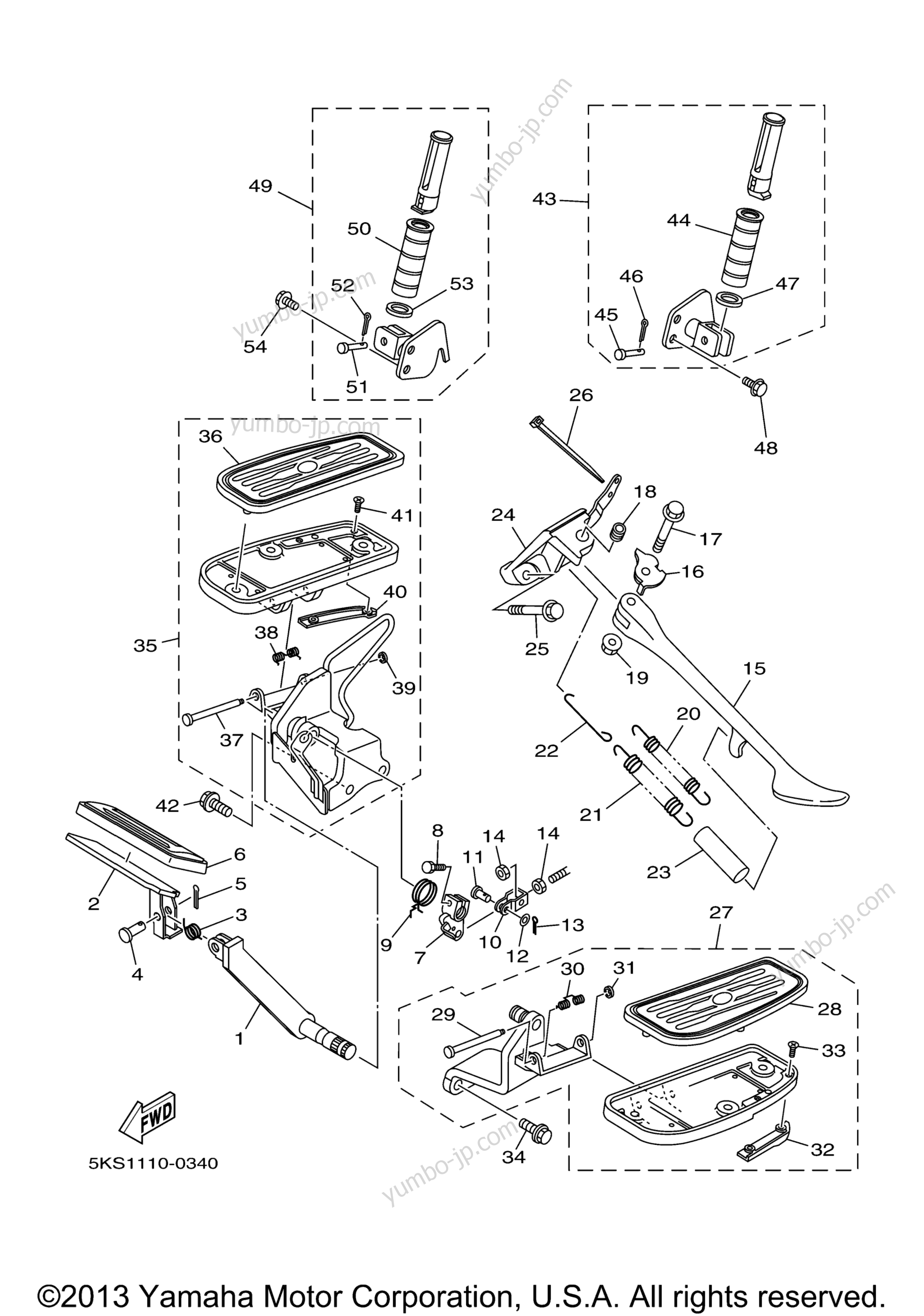 Stand Footrest for motorcycles YAMAHA V-STAR 1100 CLASSIC (XVS1100AR) 2003 year