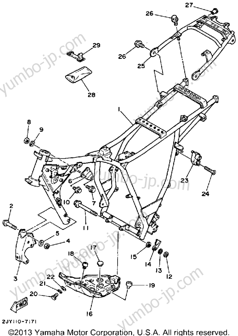 FRAME for motorcycles YAMAHA TRAILWAY (TW200DC) CA 1992 year