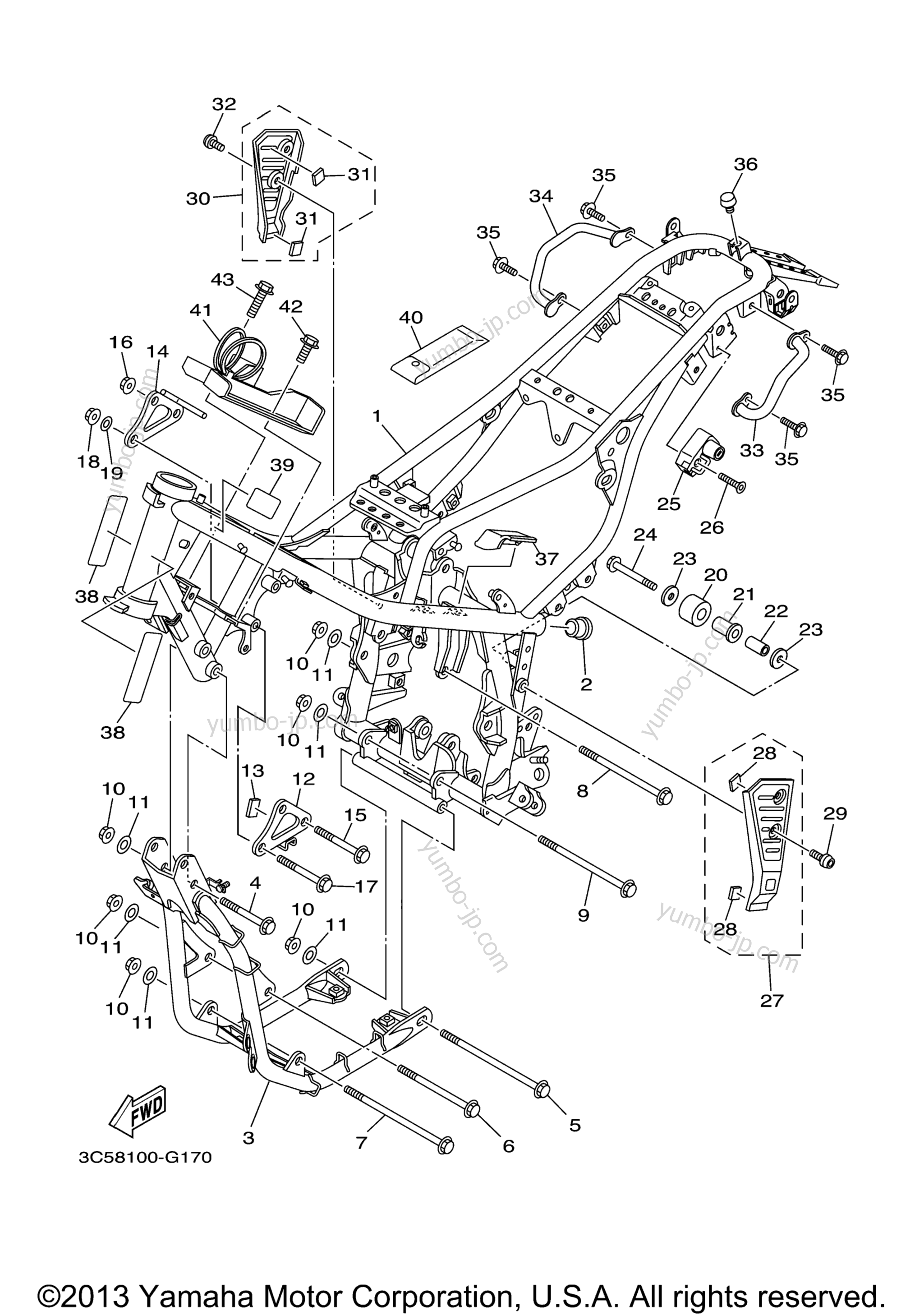 FRAME for motorcycles YAMAHA XT250 (XT250AC) CA 2011 year