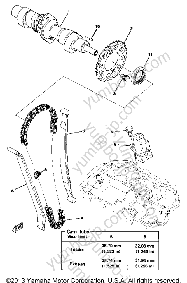 Camshaft - Chain Tensioner for motorcycles YAMAHA XS400-2E 1978 year