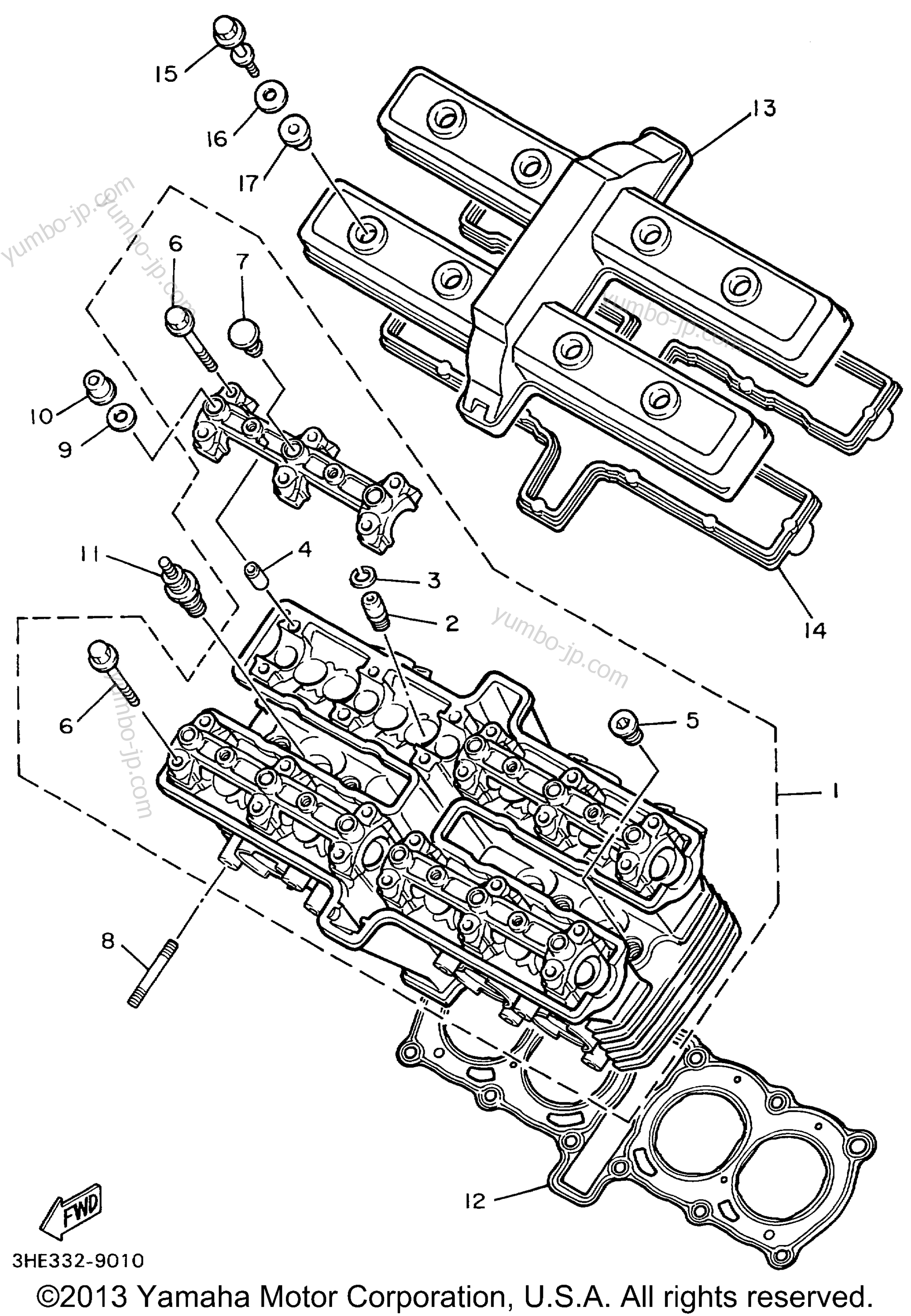 CYLINDER HEAD for motorcycles YAMAHA FZR600RLC CA 1999 year