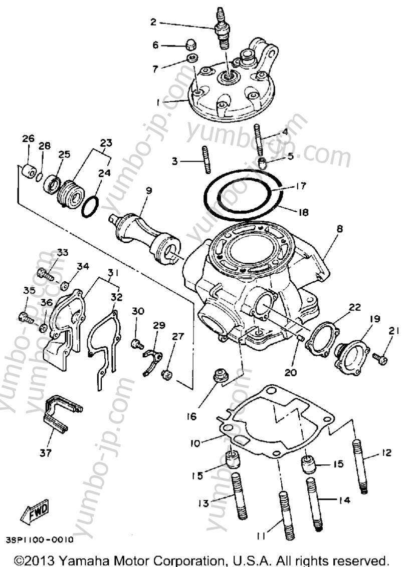 CYLINDER HEAD for motorcycles YAMAHA YZ250A 1990 year