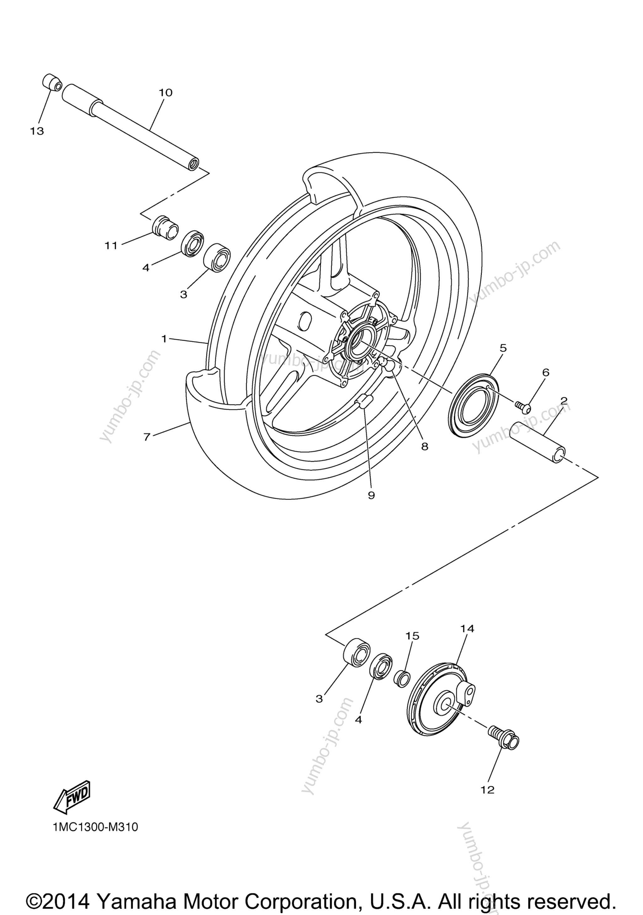 FRONT WHEEL for motorcycles YAMAHA FJR1300A (FJR13AFC) CA 2015 year