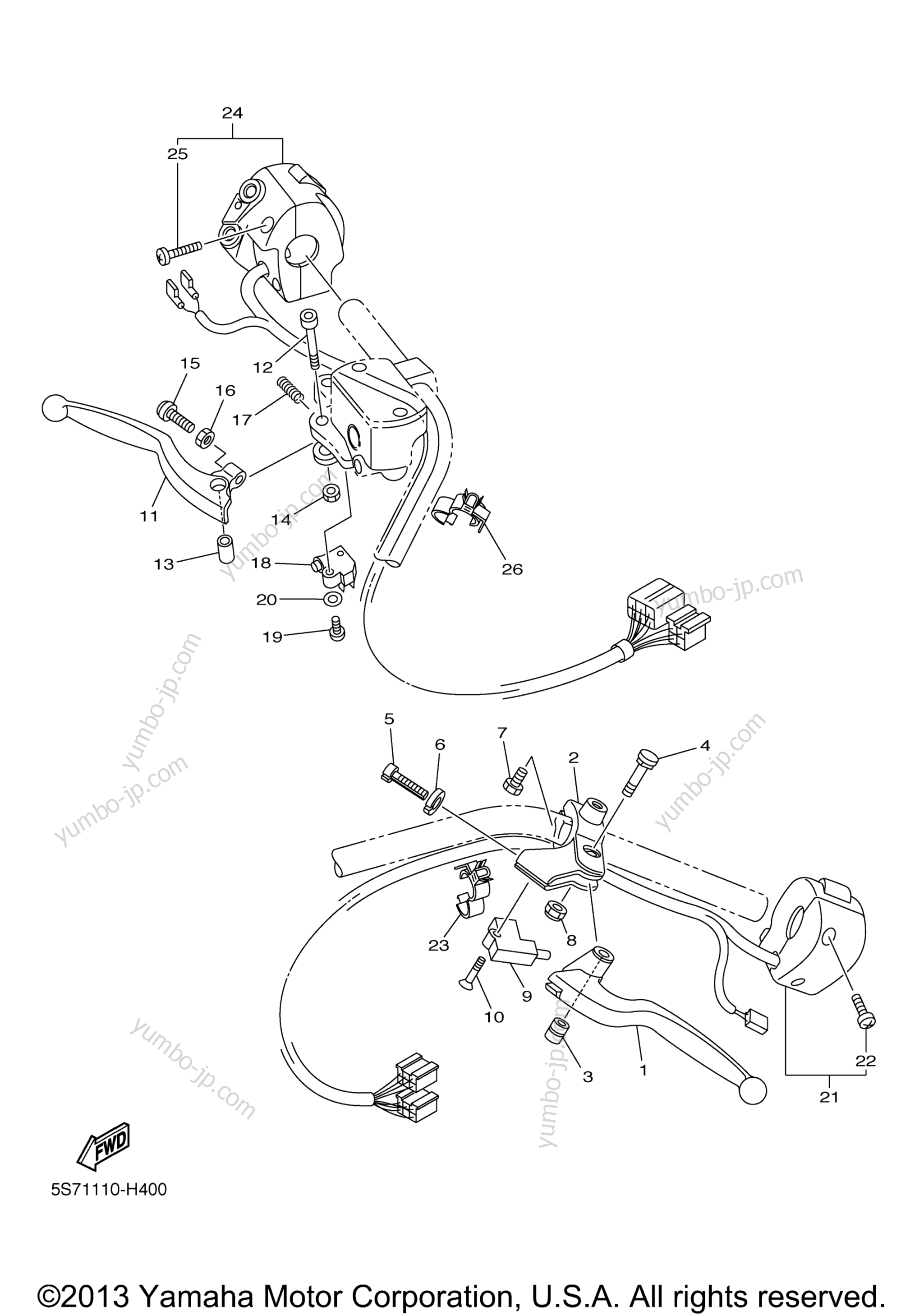 Handle Switch Lever для мотоциклов YAMAHA V STAR 950 TOURER (XVS95CTDCR) CA 2013 г.