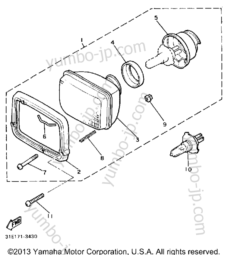 HEADLIGHT для мотоциклов YAMAHA SECA (XJ900RK) 1983 г.