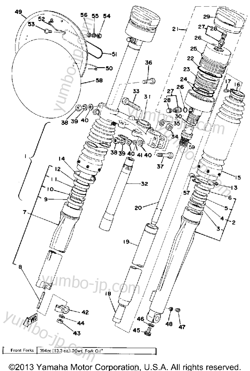 FRONT FORK для мотоциклов YAMAHA YZ175C 1976 г.