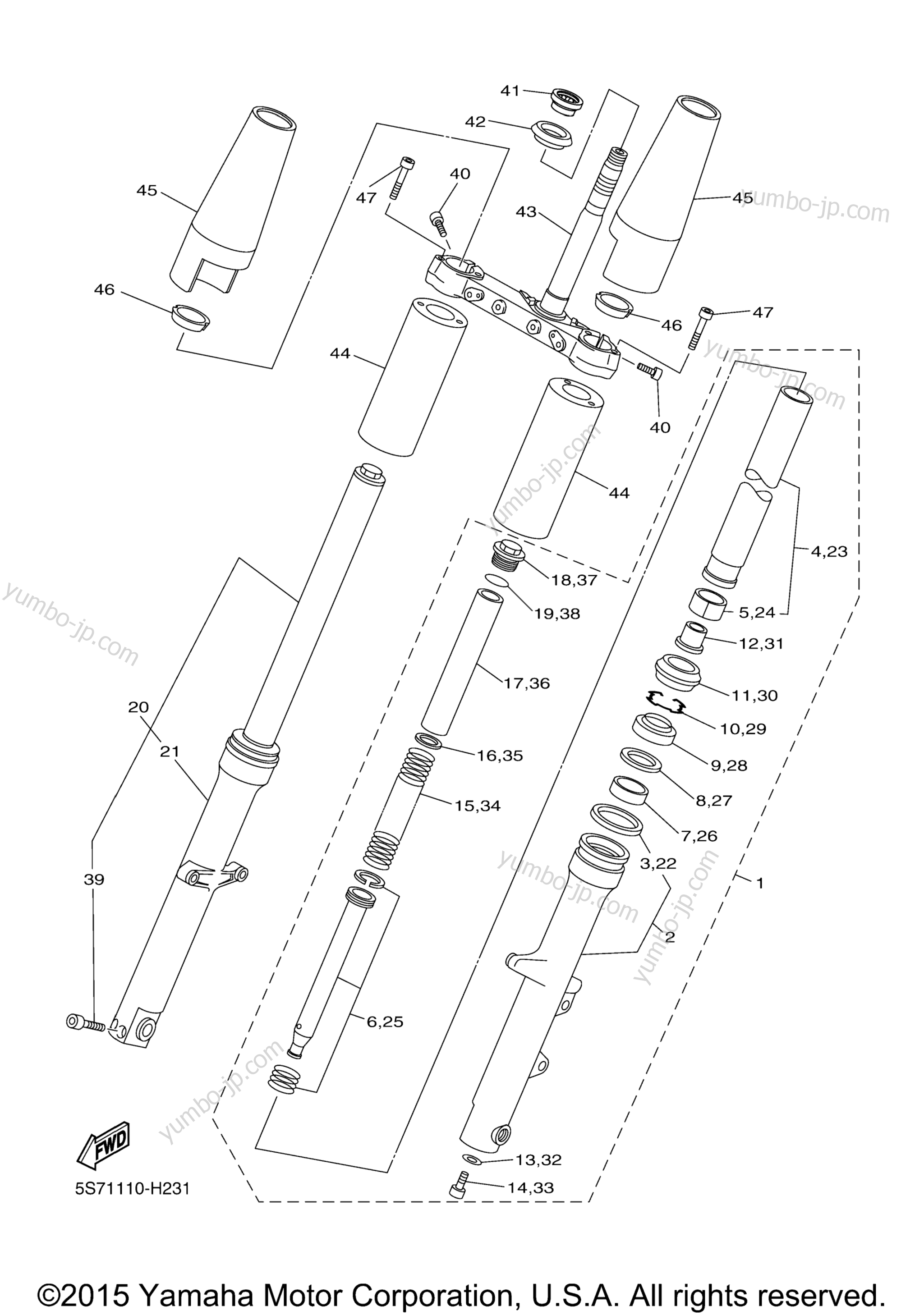 FRONT FORK для мотоциклов YAMAHA V STAR 950 (XVS95YB) 2009 г.