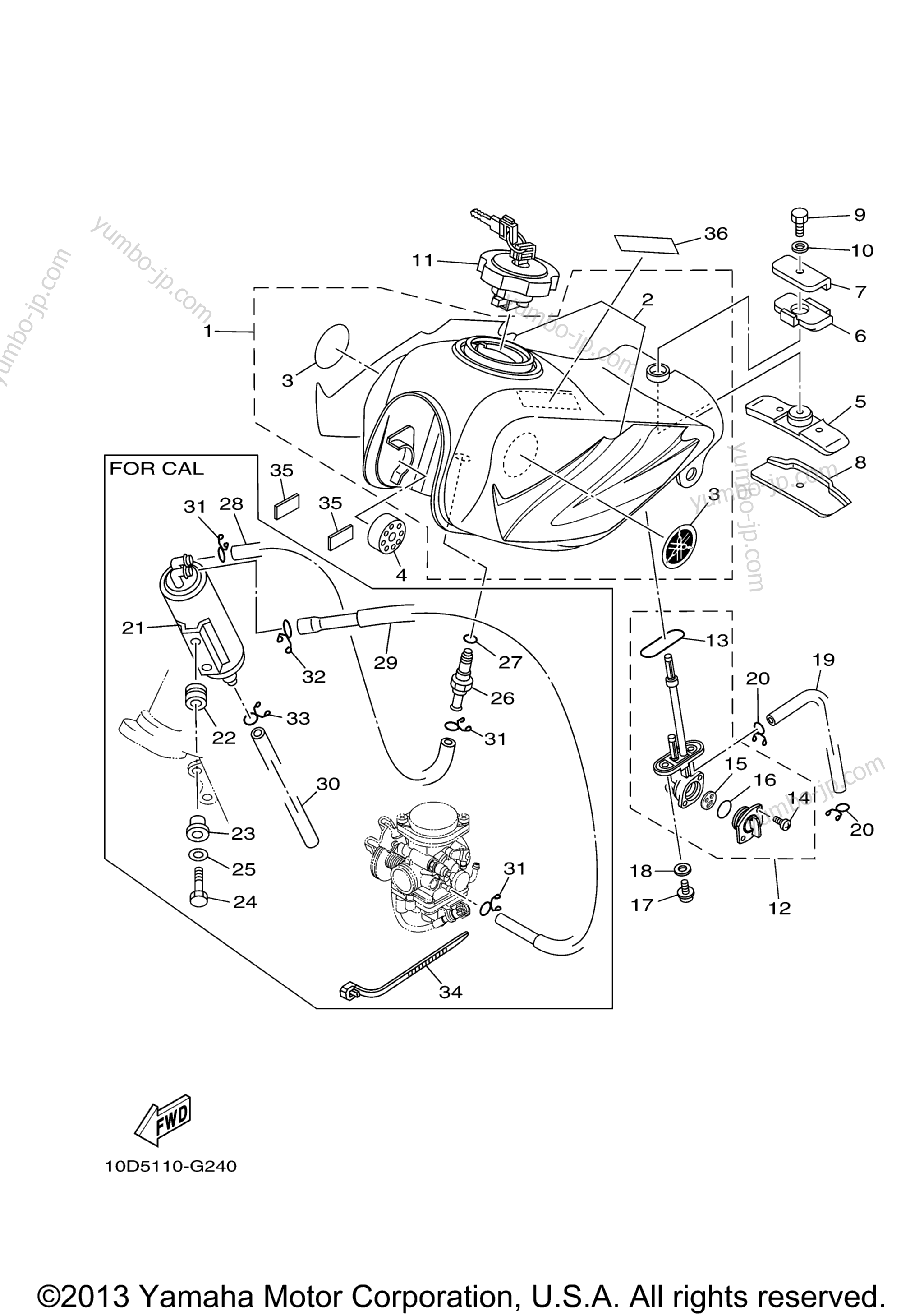 FUEL TANK for motorcycles YAMAHA TW200 (TW200X) 2008 year