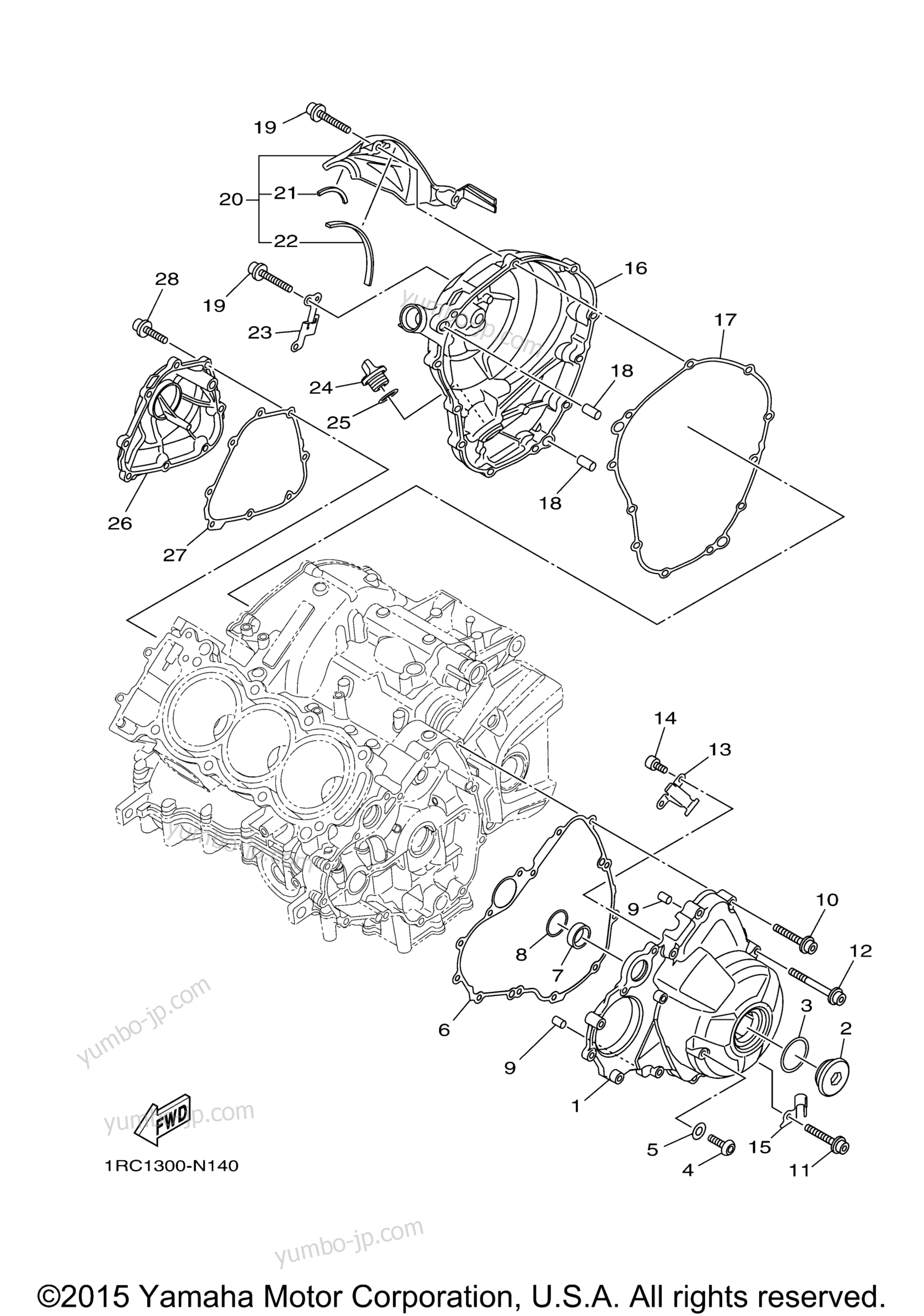 Crankcase Cover 1 for motorcycles YAMAHA FJ09 (FJ09FCGY) CA 2015 year