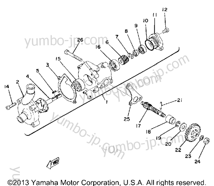 WATER PUMP for motorcycles YAMAHA TZ250G 1980 year