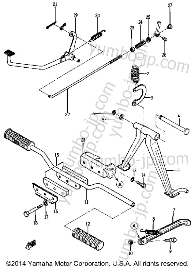 Stand - Footrest - Brake Pedal for motorcycles YAMAHA YA6B 1966 year