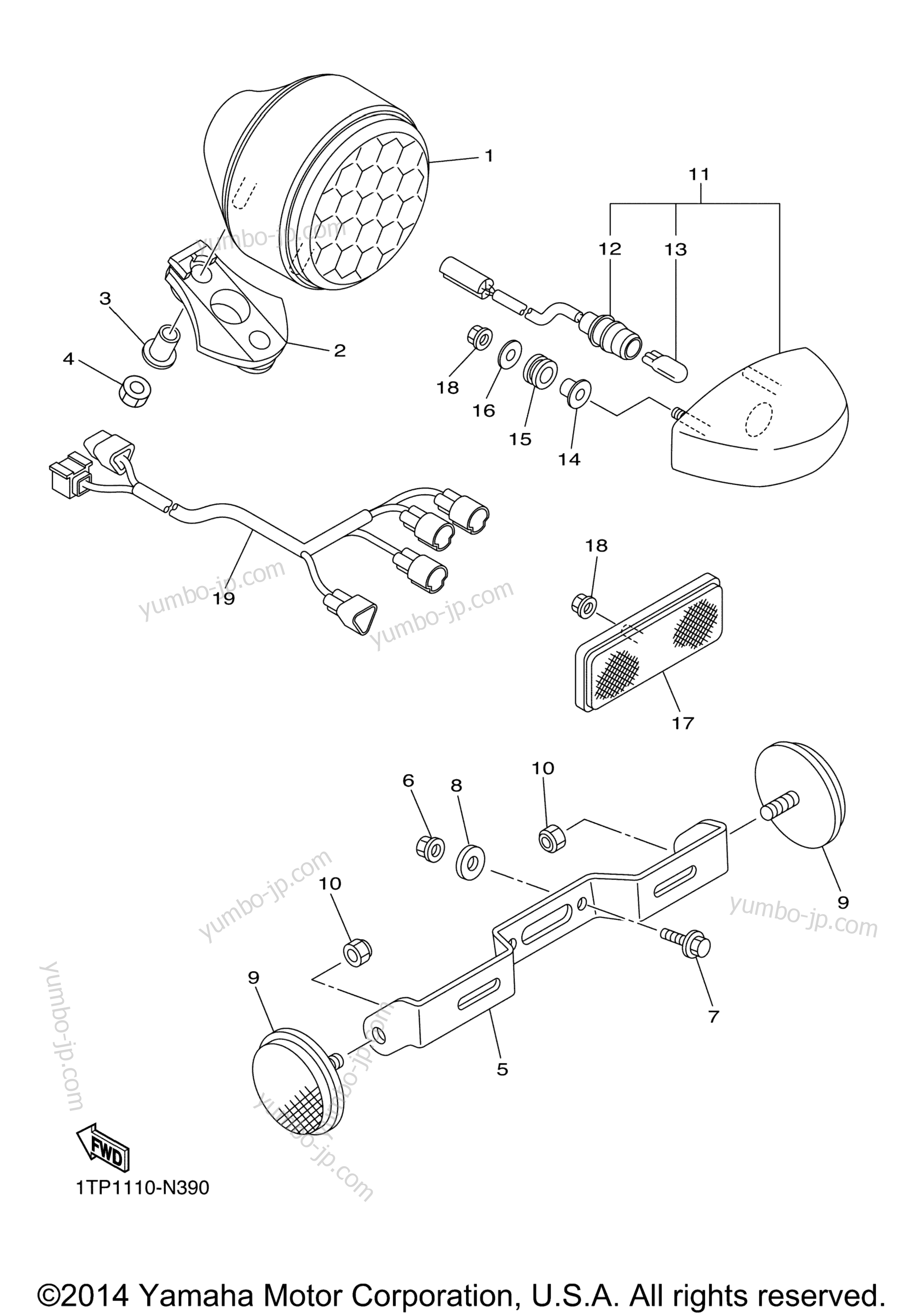 TAILLIGHT for motorcycles YAMAHA BOLT R-SPEC (XVS95CEGR) 2014 year