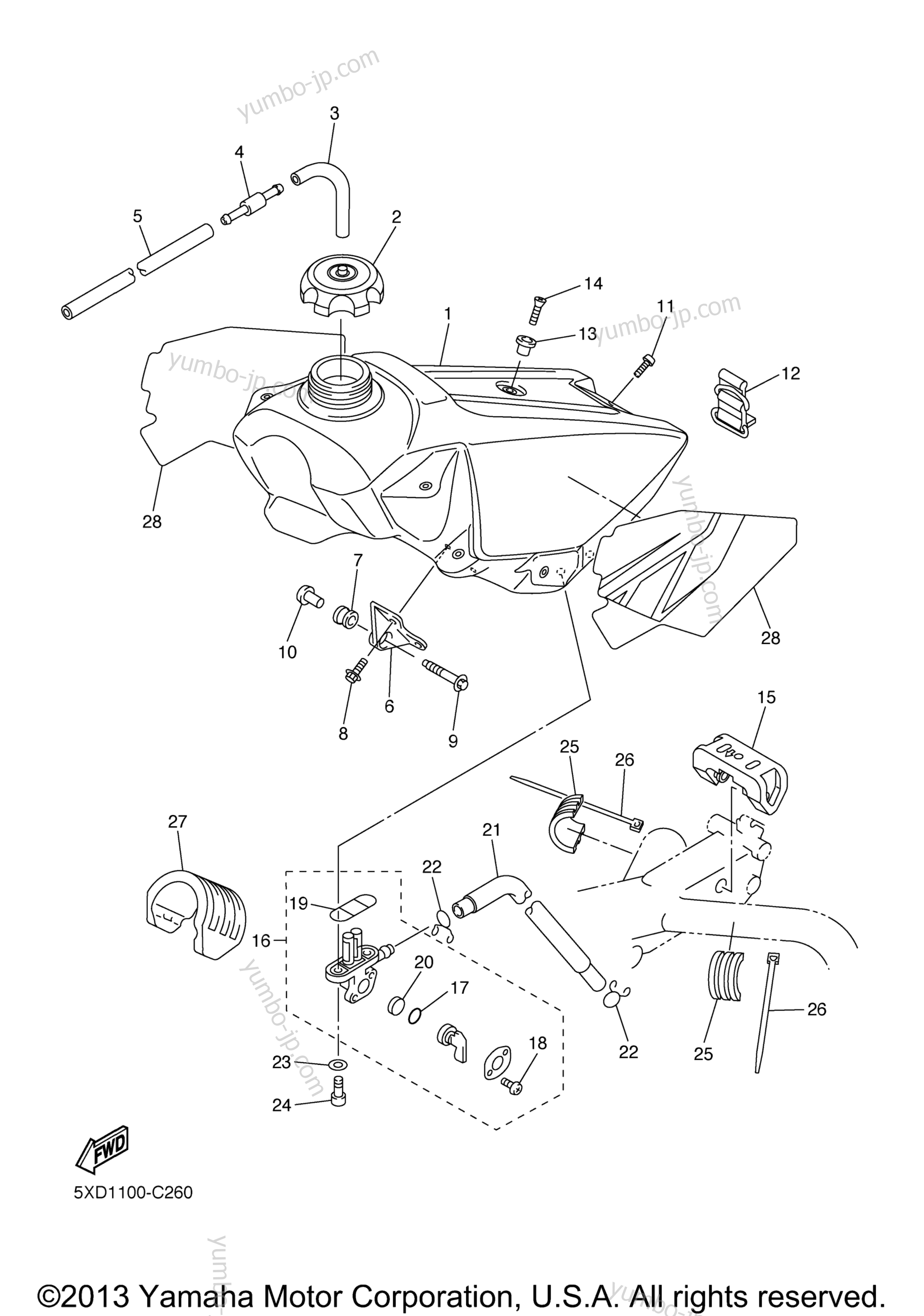 FUEL TANK for motorcycles YAMAHA YZ450F (YZ450FS) 2004 year