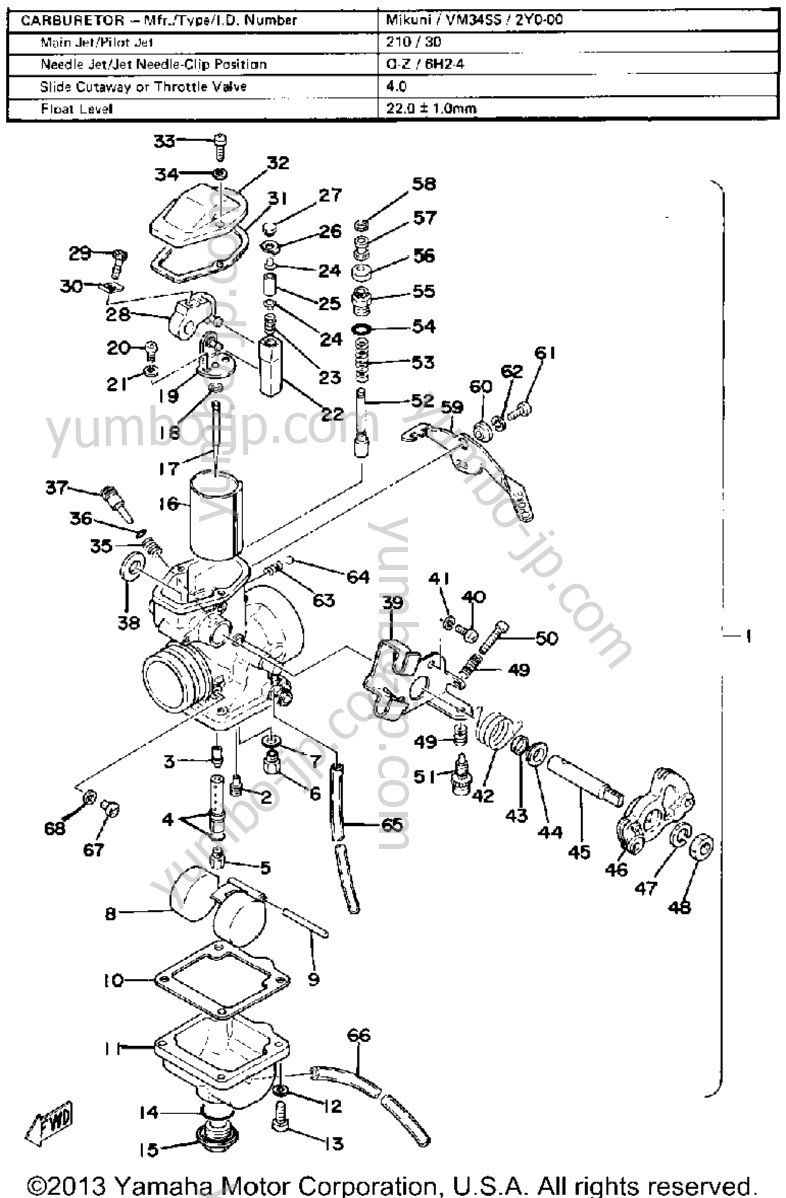 CARBURETOR for motorcycles YAMAHA TT500F 1979 year